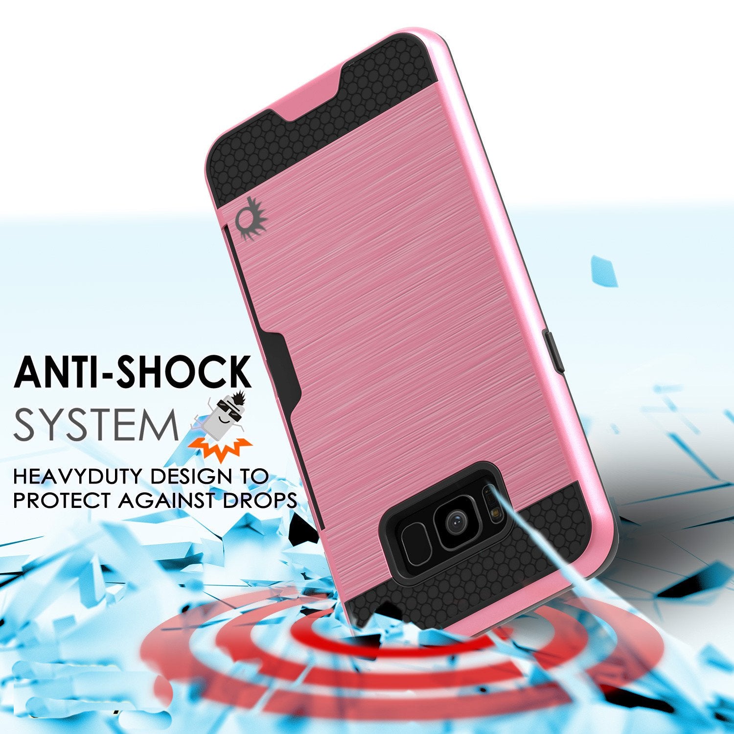 Galaxy S8 Case, PUNKcase [SLOT Series] [Slim Fit] Dual-Layer Armor Cover w/Integrated Anti-Shock System, Credit Card Slot [Pink]