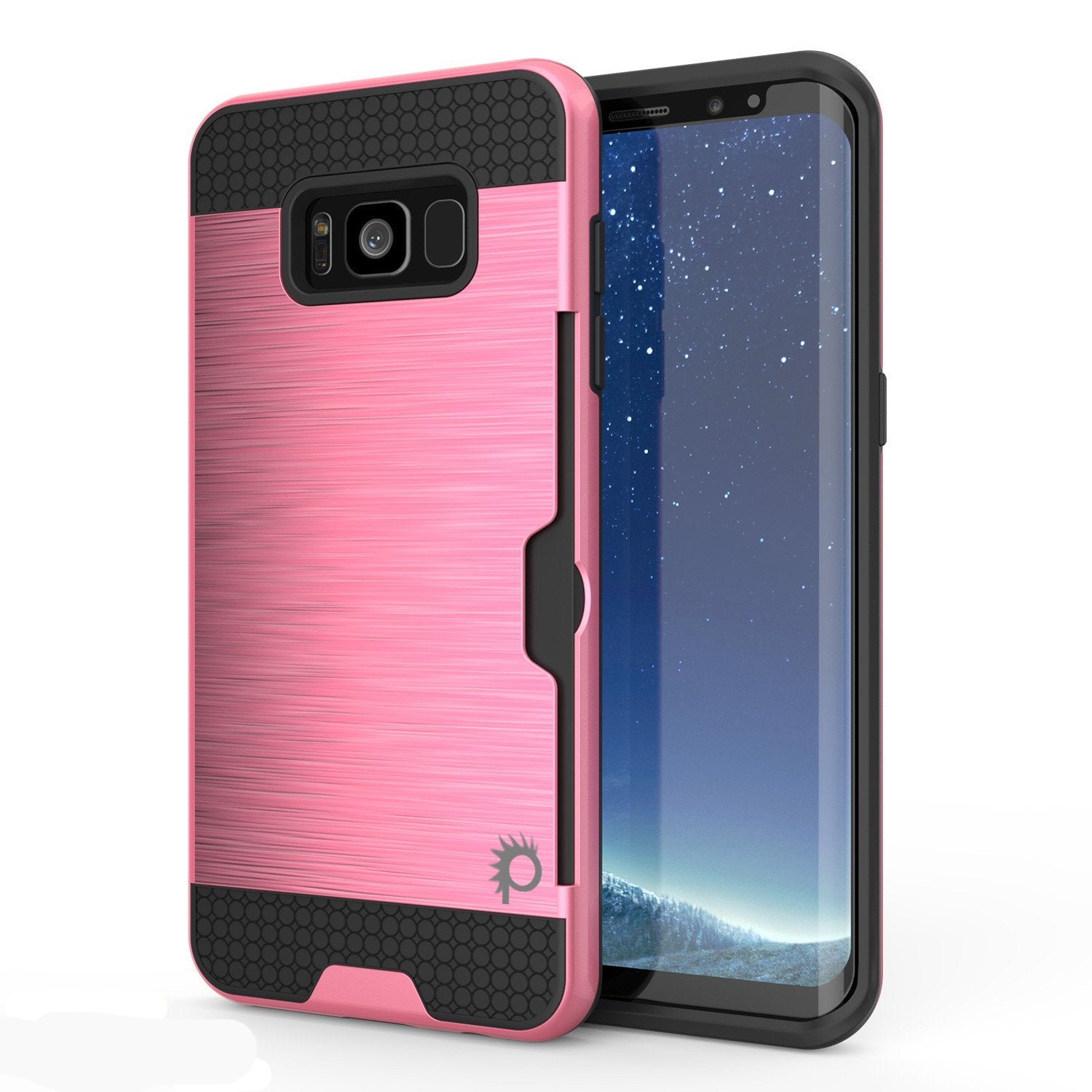 Galaxy S8 Case, PUNKcase [SLOT Series] [Slim Fit] Dual-Layer Armor Cover w/Integrated Anti-Shock System, Credit Card Slot [Pink]