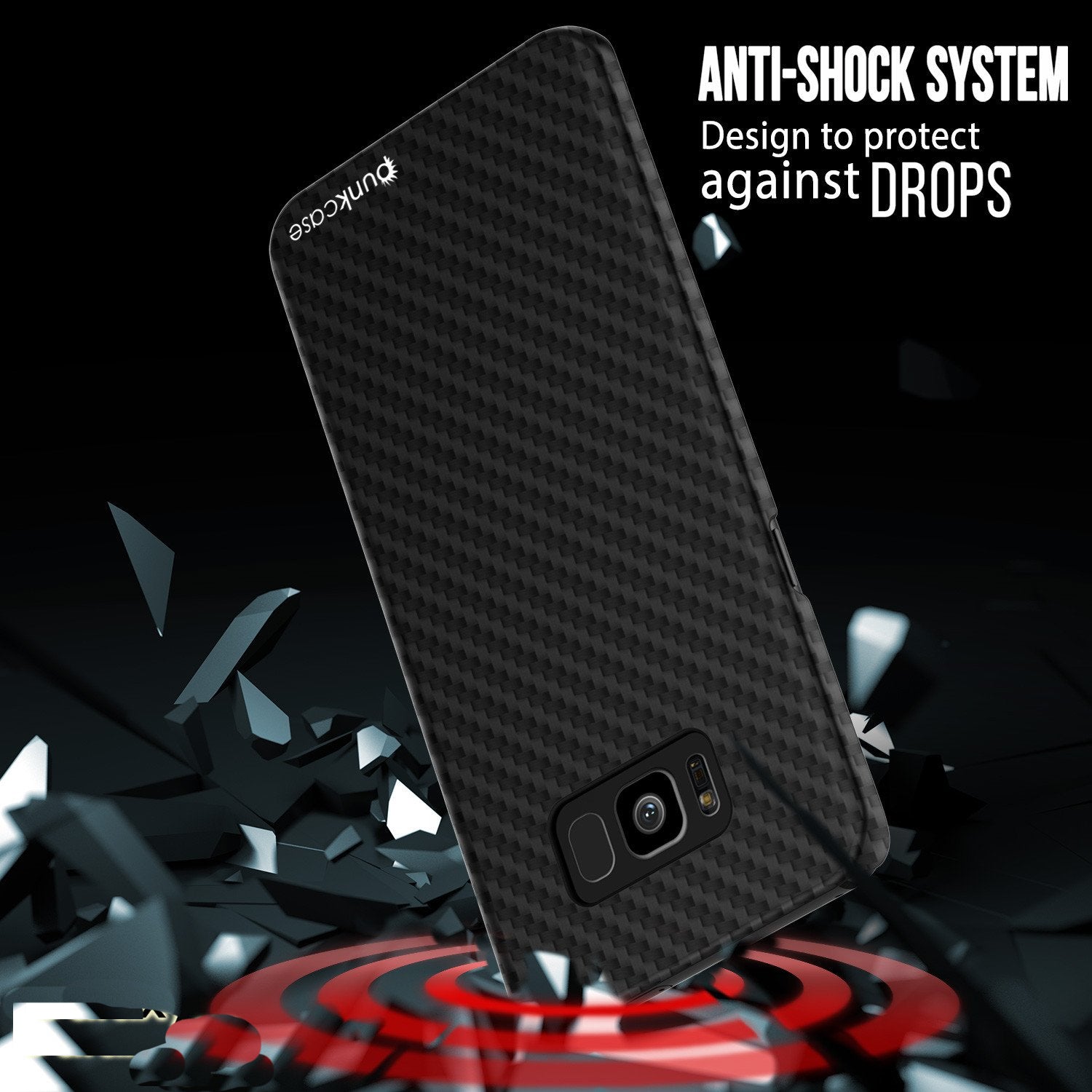 Galaxy S8 Plus Case, PunkCase CarbonShield, Jet Black