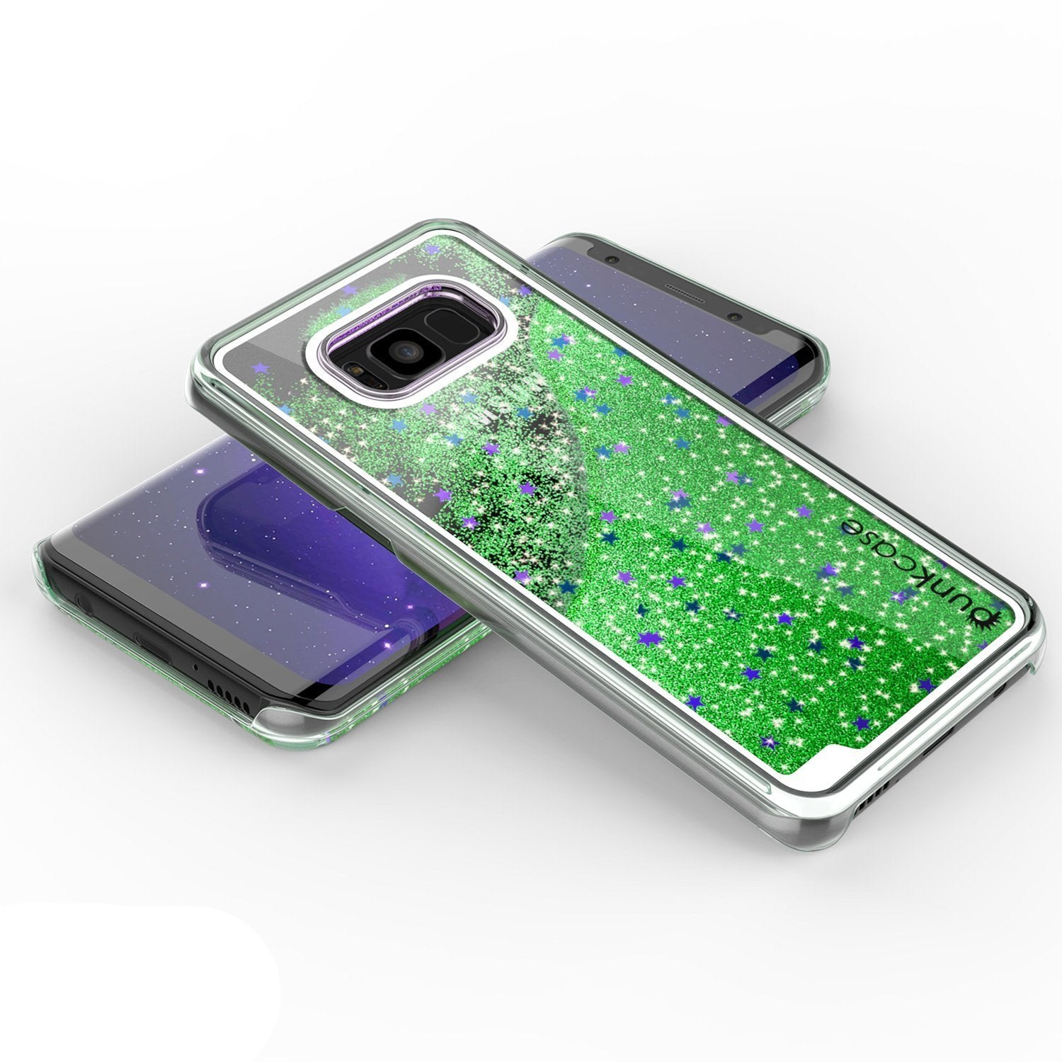 Galaxy S8 Case, Punkcase Liquid Green Series Protective Dual Layer Floating Glitter Cover