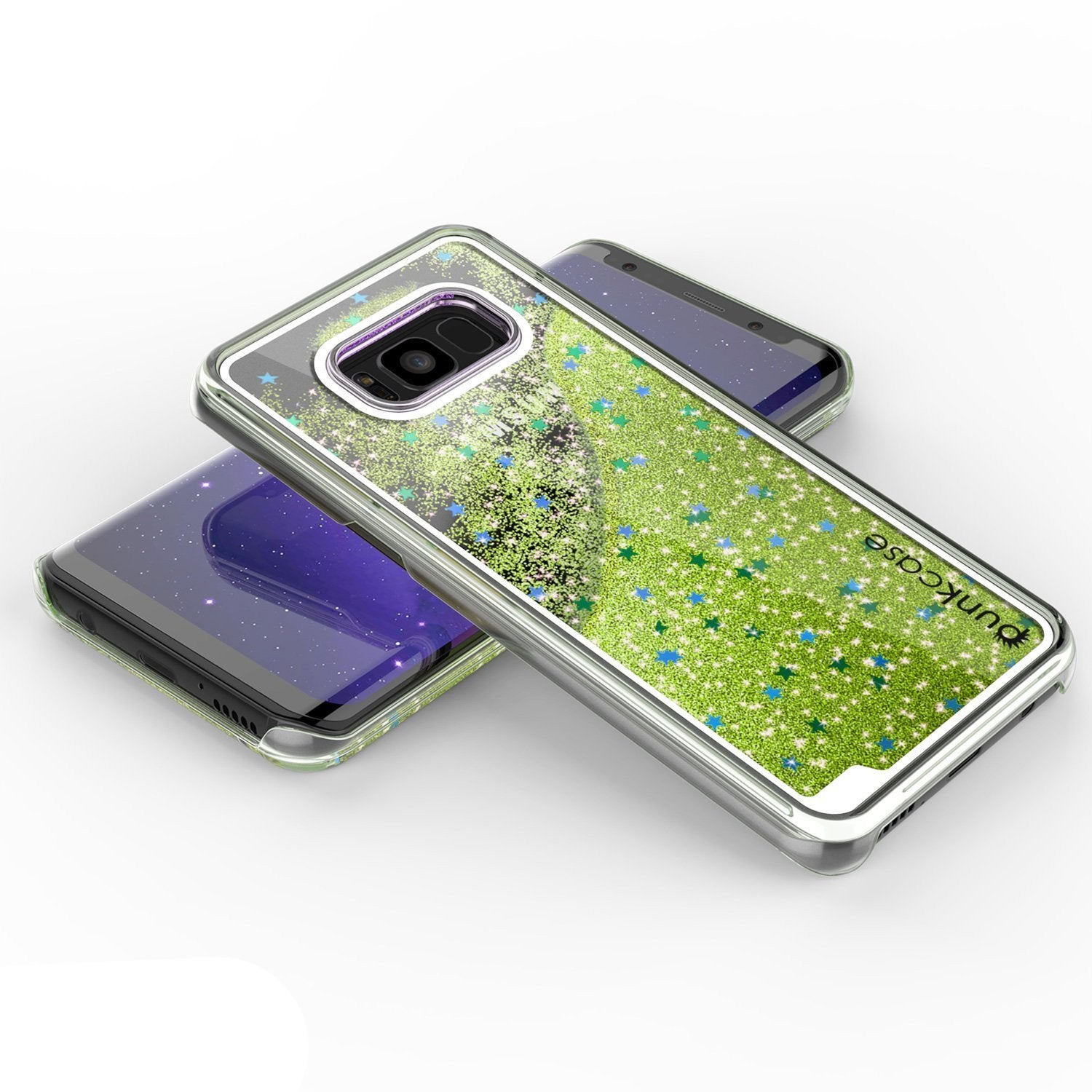 Galaxy S8 Case, Punkcase Liquid Light Green Series Protective Dual Layer Floating Glitter Cover