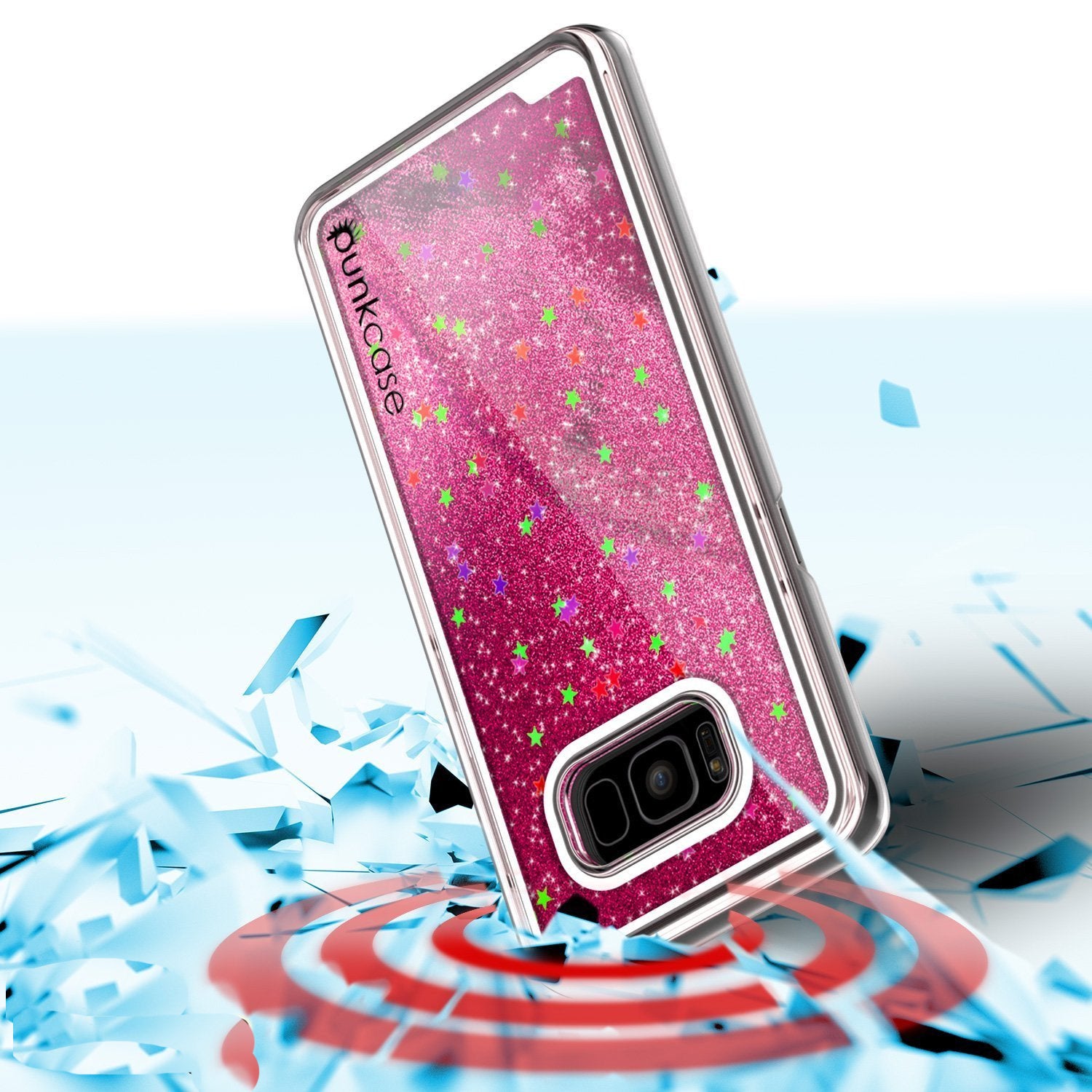 S8 Plus Case, Punkcase Liquid Pink Series Protective Dual Layer Floating Glitter Cover