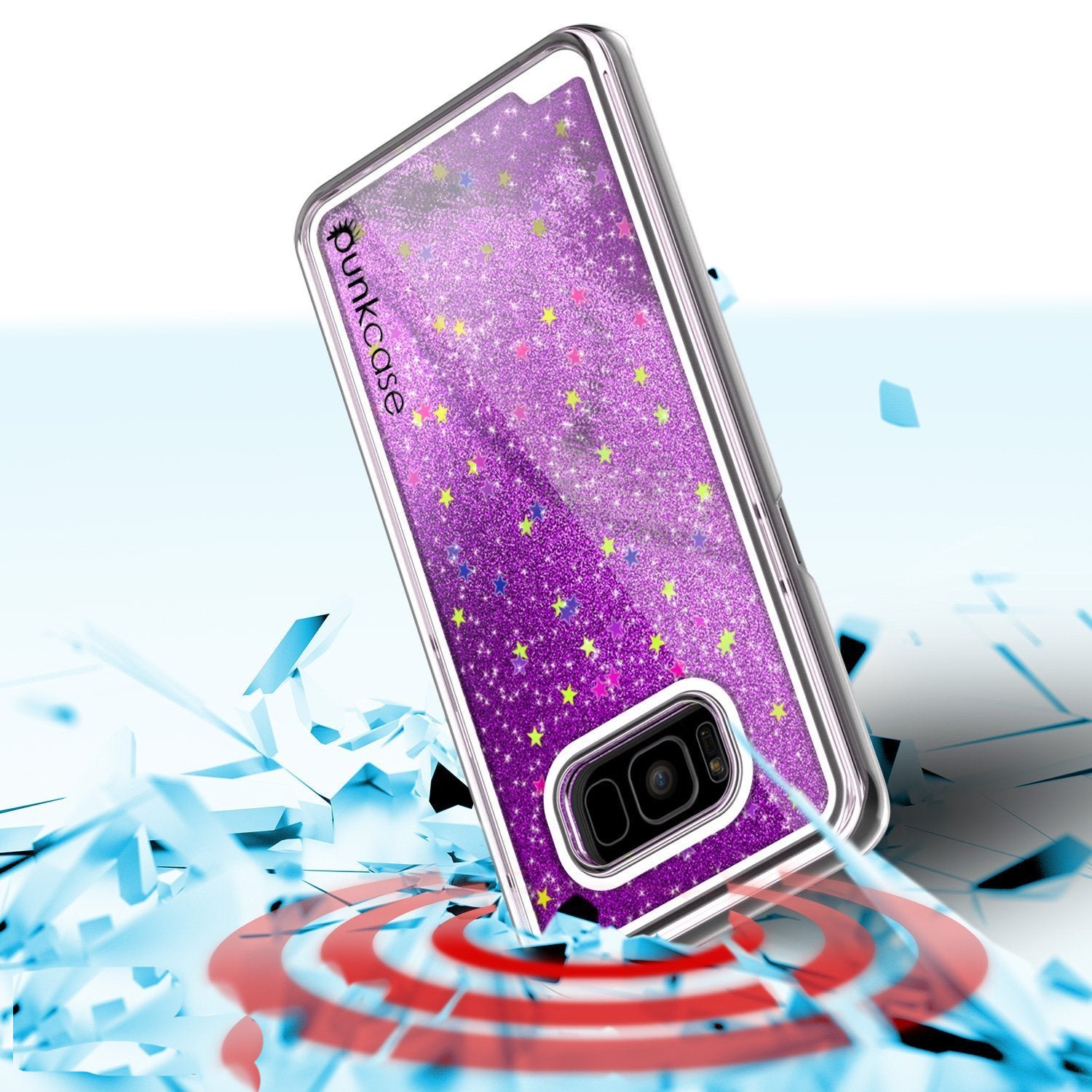 S8 Plus Case, Punkcase Liquid Purple Series, Protective Dual Layer Floating Glitter Cover