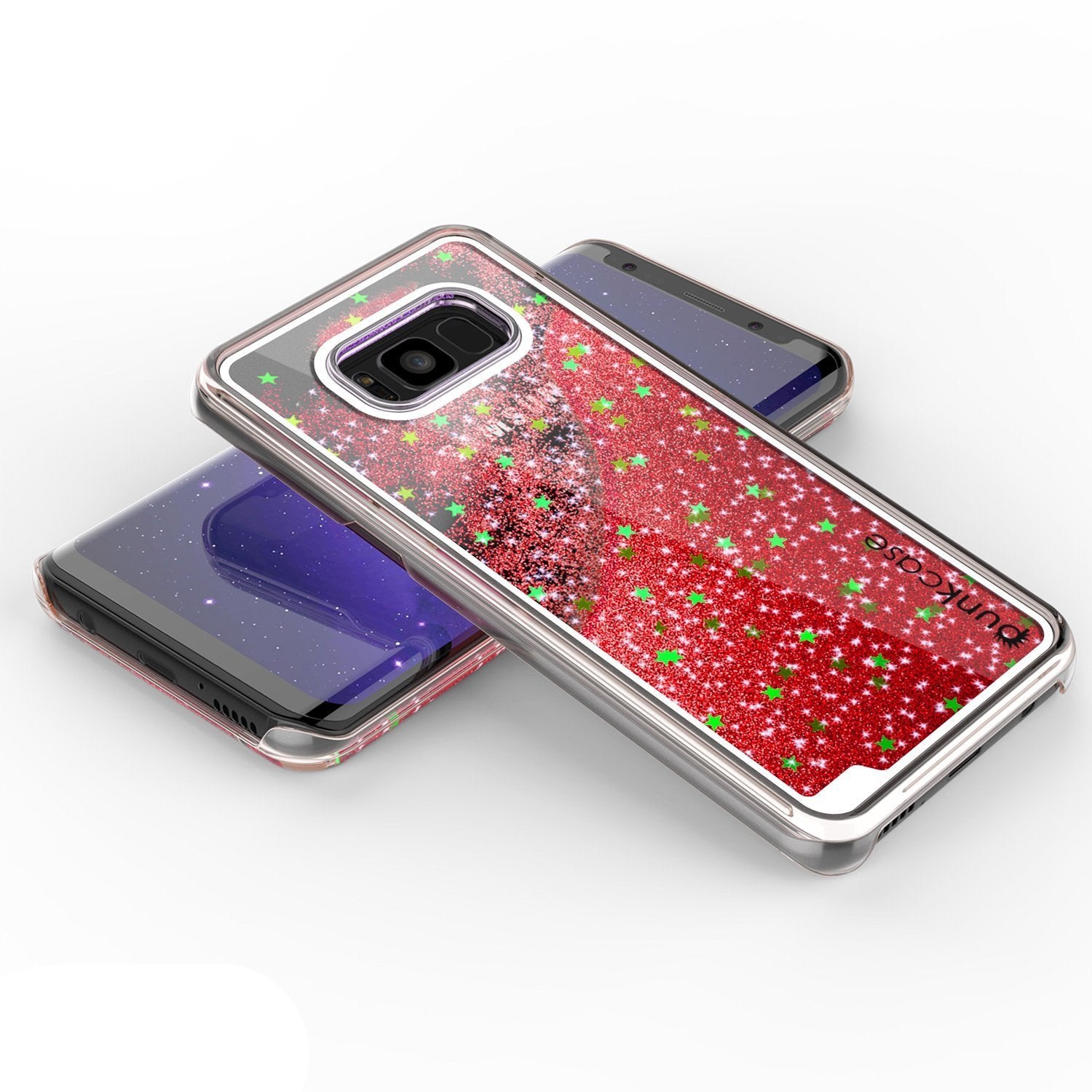 Galaxy S8 Case, Punkcase Liquid Red Series Protective Dual Layer Floating Glitter Cover
