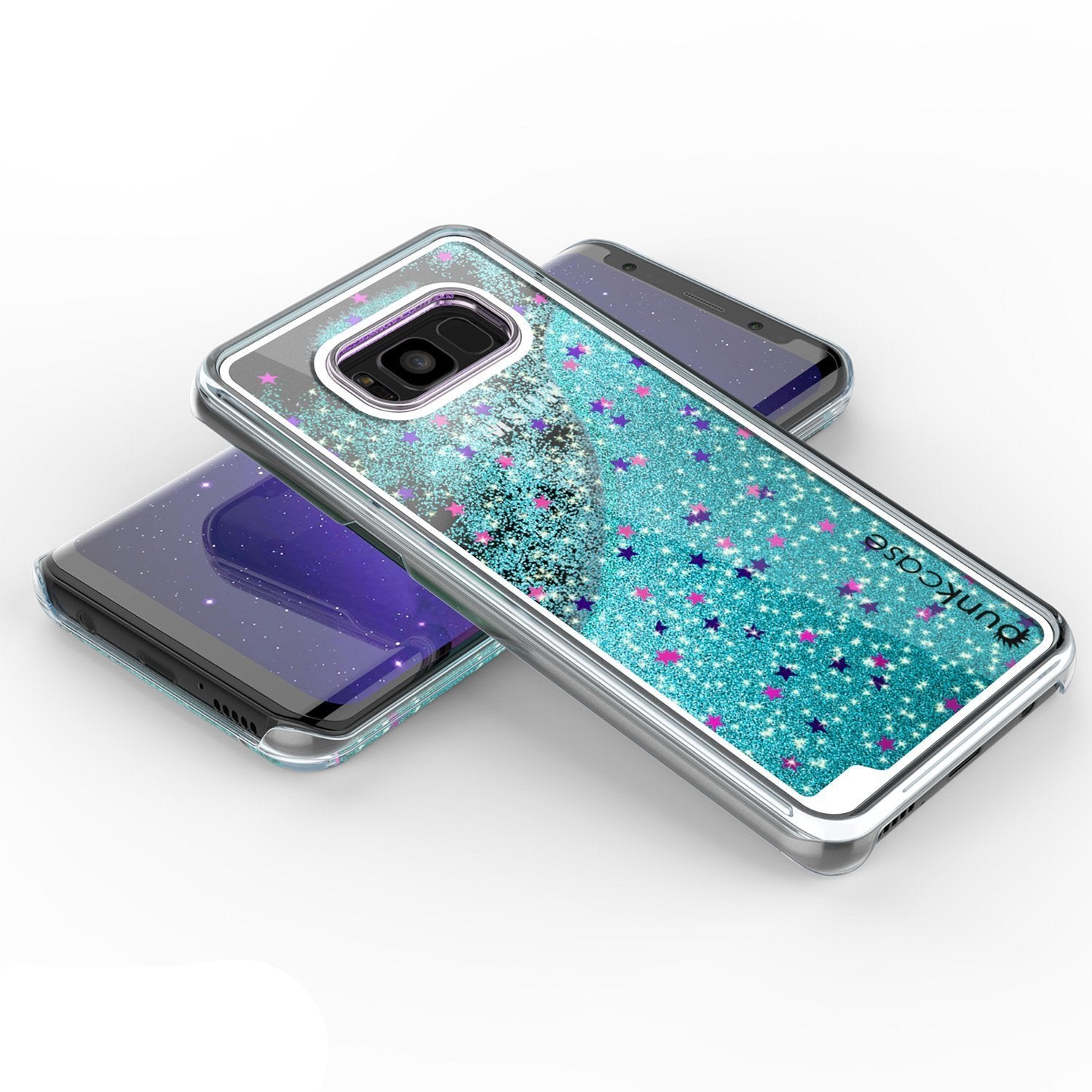 Galaxy S8 Case, Punkcase Liquid Teal Series Protective Dual Layer Floating Glitter Cover