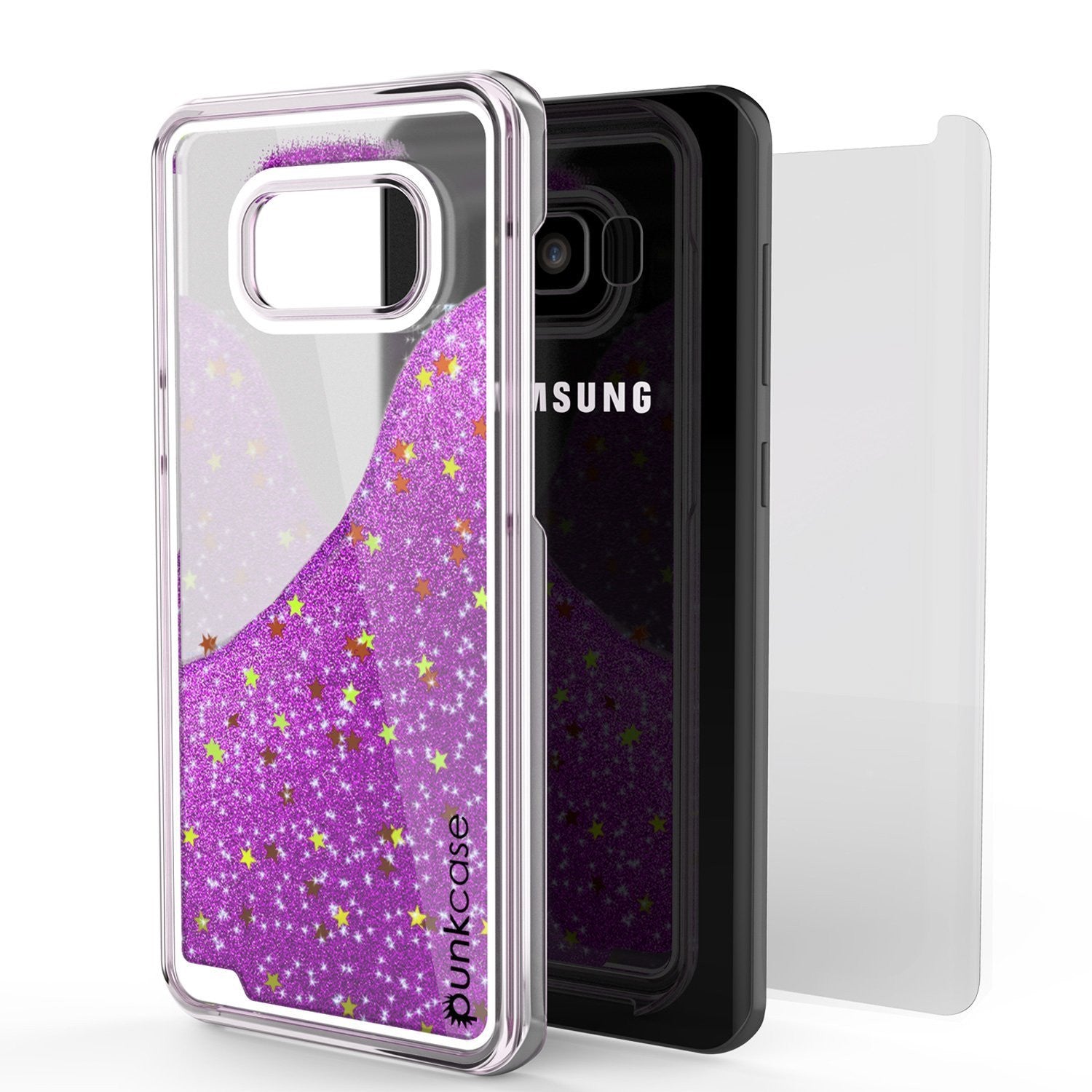 Galaxy S8 Case, Punkcase Liquid Purple Series Protective Dual Layer Floating Glitter Cover