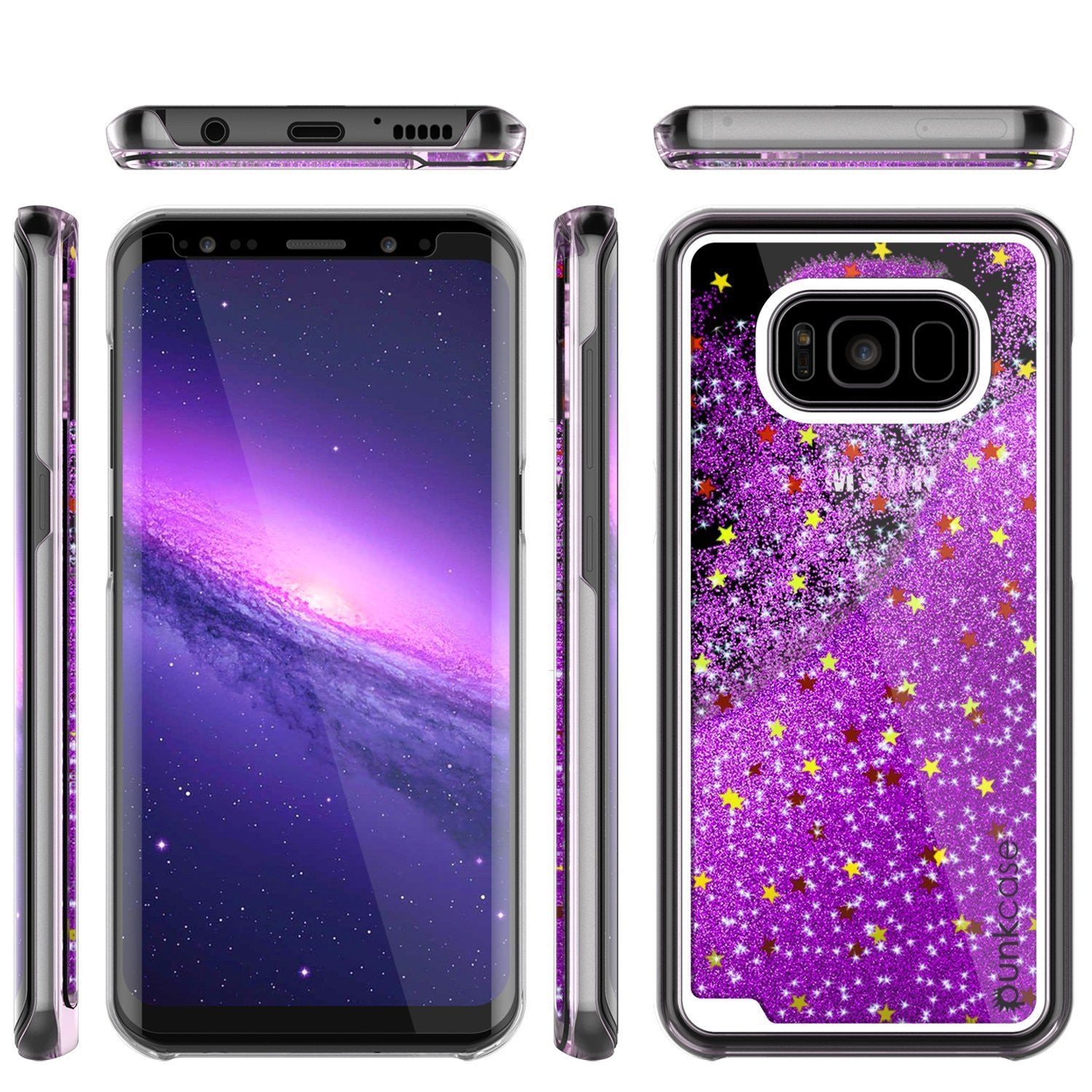 Galaxy S8 Case, Punkcase Liquid Purple Series Protective Dual Layer Floating Glitter Cover