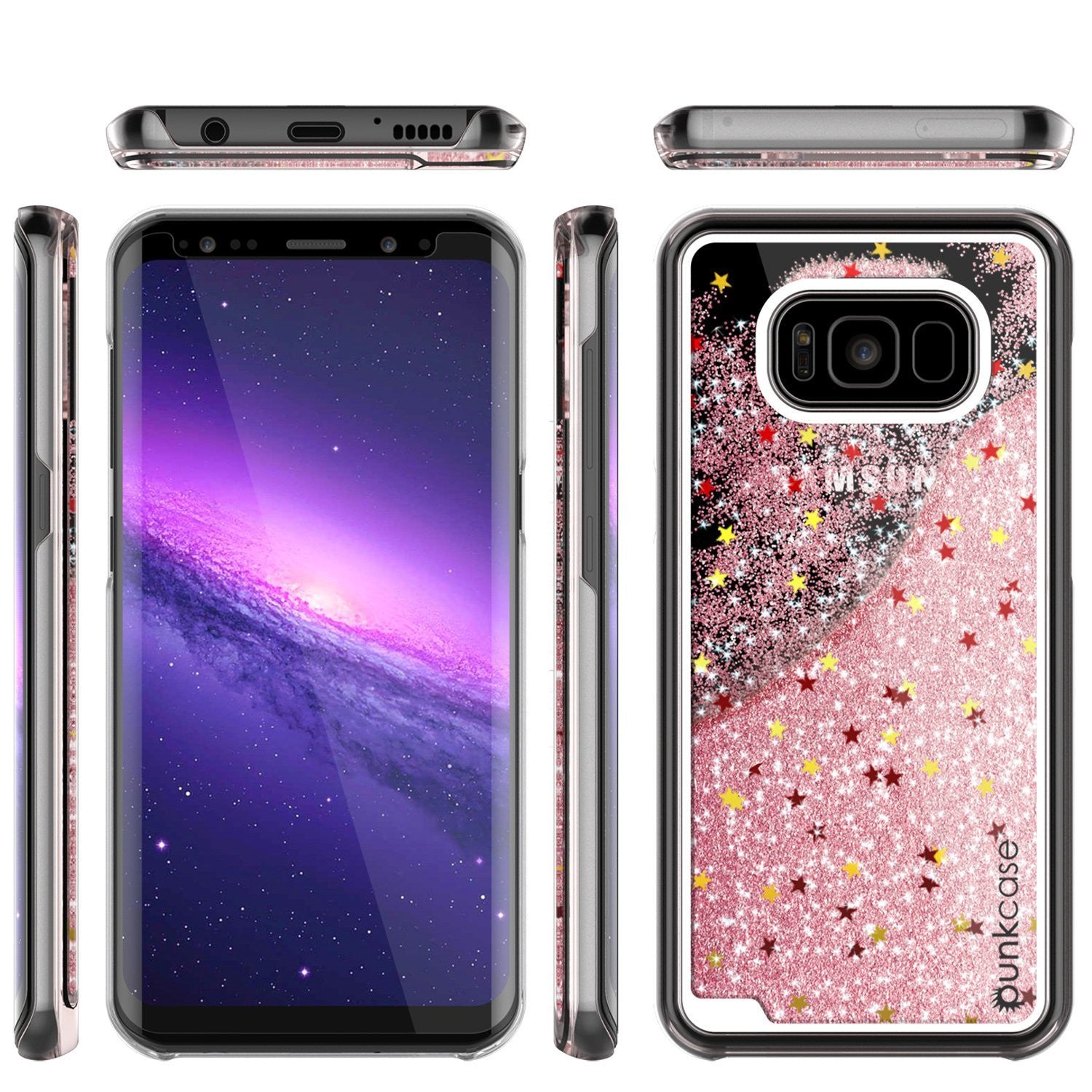 Galaxy S8 Case, Punkcase Liquid Rose Gold Series Protective Dual Layer Floating Glitter Cover