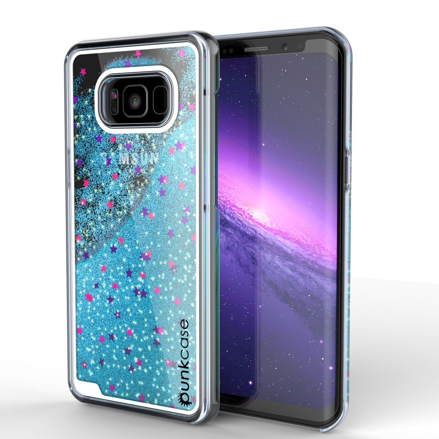 Galaxy S8 Case, Punkcase Liquid Teal Series Protective Dual Layer Floating Glitter Cover