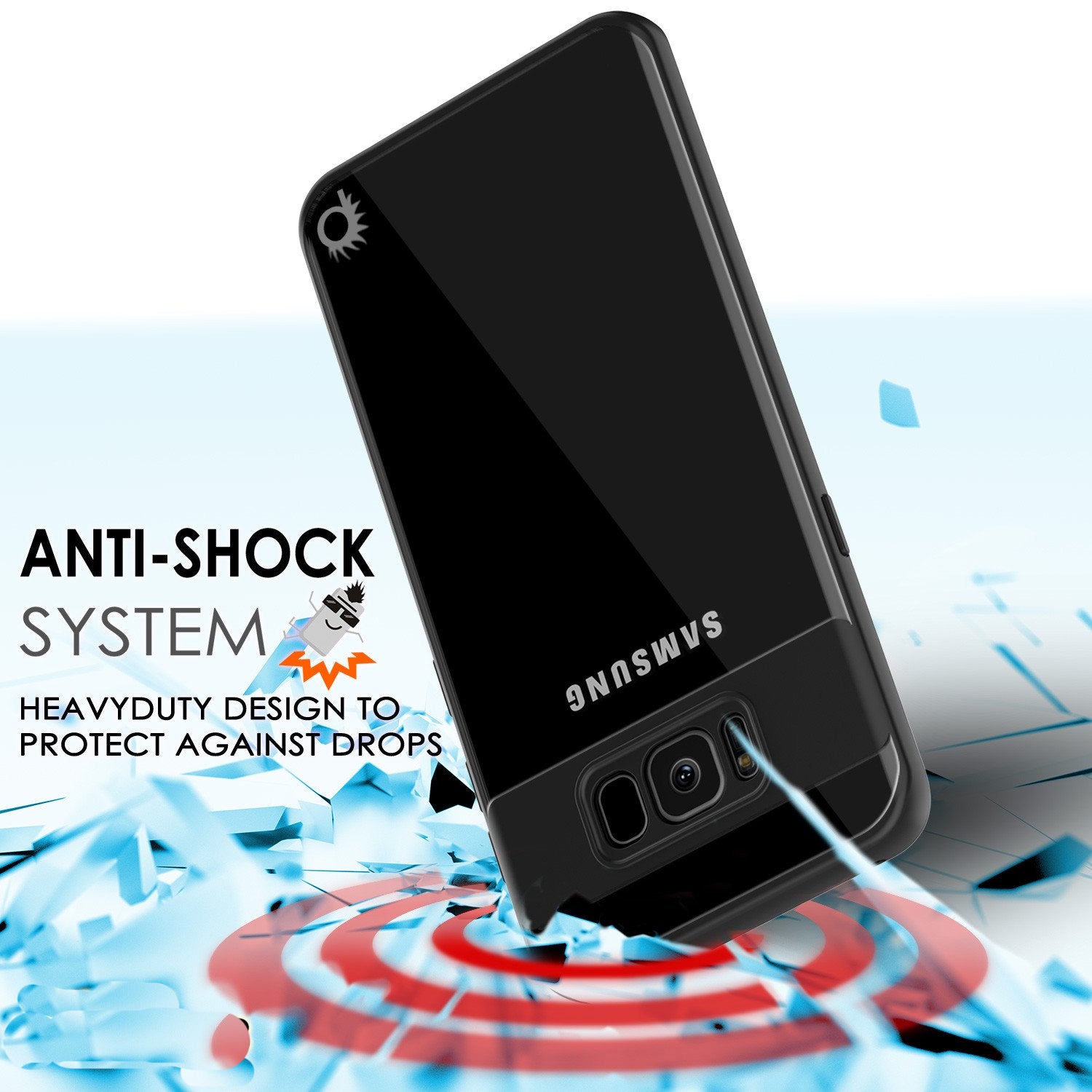 Galaxy S8 Case, Punkcase [MASK Series] [BLACK] Full Body Hybrid Dual Layer TPU Cover W/ Protective PUNKSHIELD Screen Protector