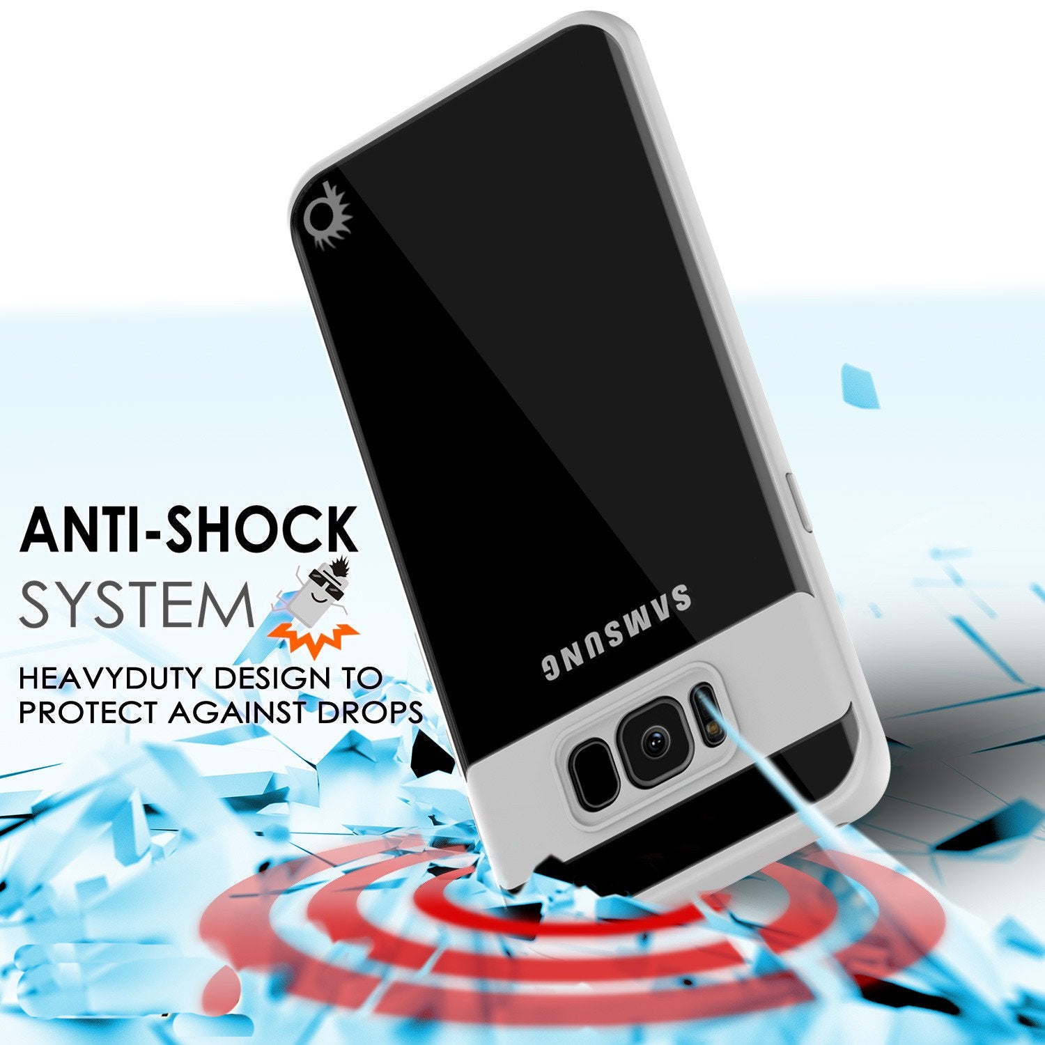 Galaxy S8 Case, Punkcase [MASK Series] [WHITE] Full Body Hybrid Dual Layer TPU Cover W/ Protective PUNKSHIELD Screen Protector