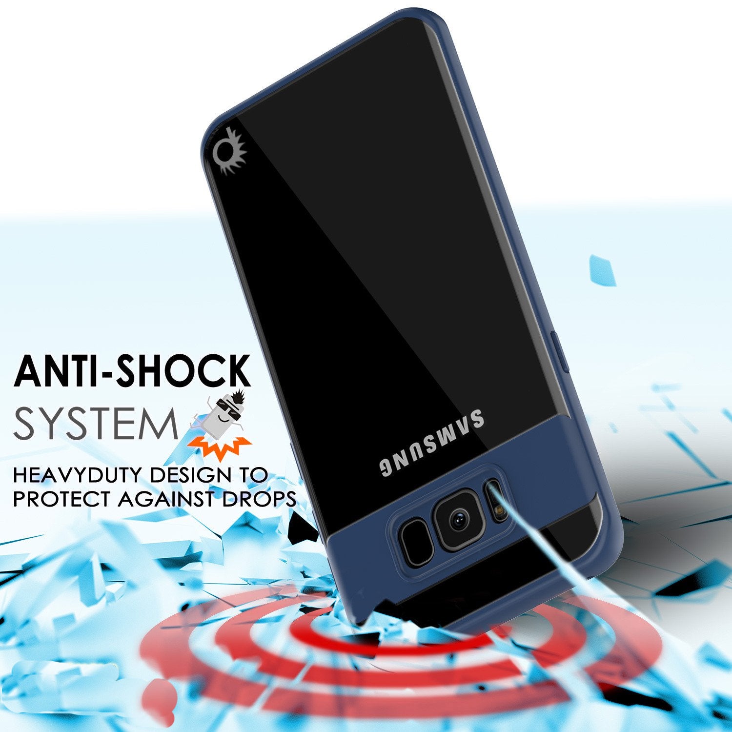 Galaxy S8 Plus Case, Punkcase [MASK Series] [NAVY] Full Body Hybrid Dual Layer TPU Cover W/ Protective PUNKSHIELD Screen Protector