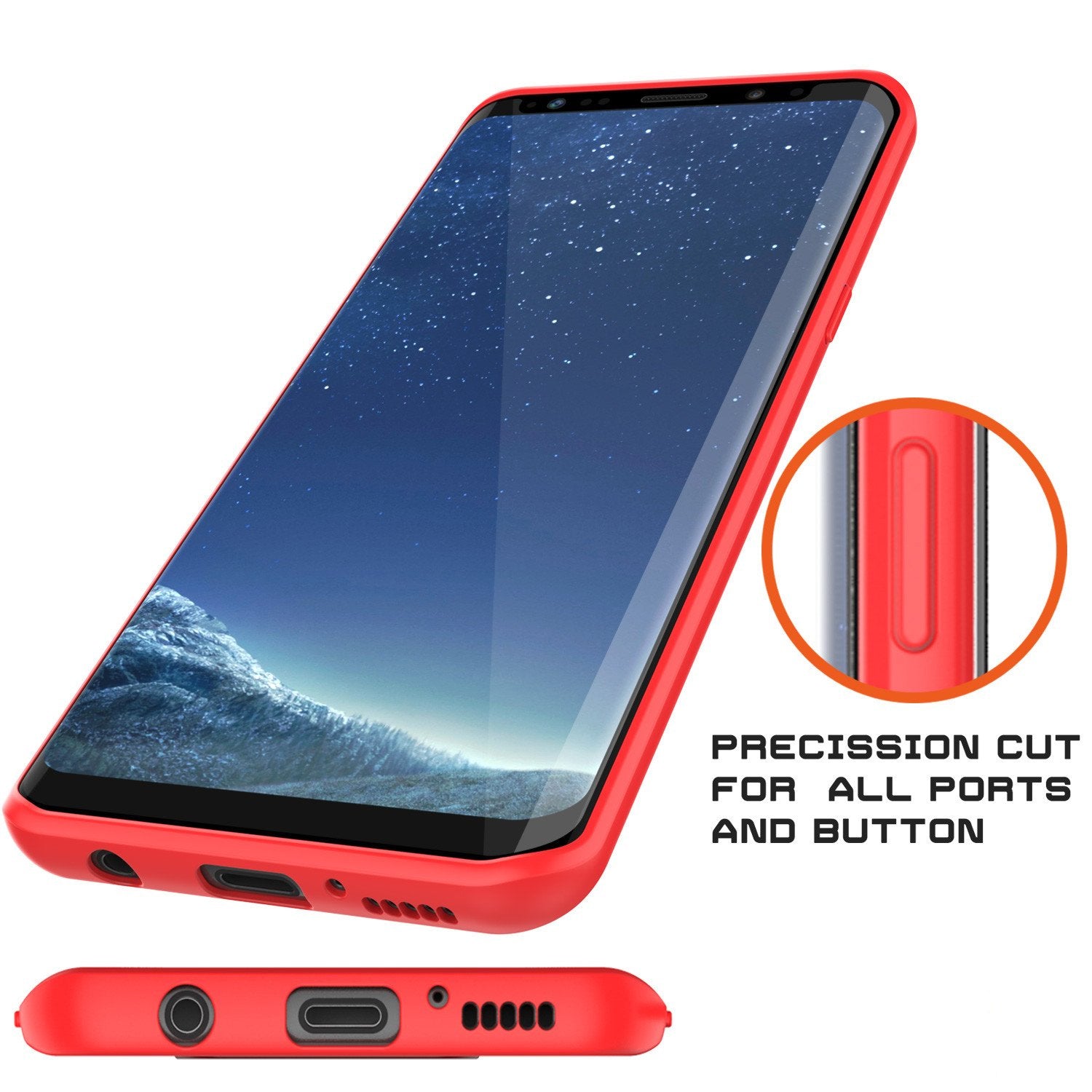 Galaxy S8 Case, Punkcase [MASK Series] [RED] Full Body Hybrid Dual Layer TPU Cover W/ Protective PUNKSHIELD Screen Protector