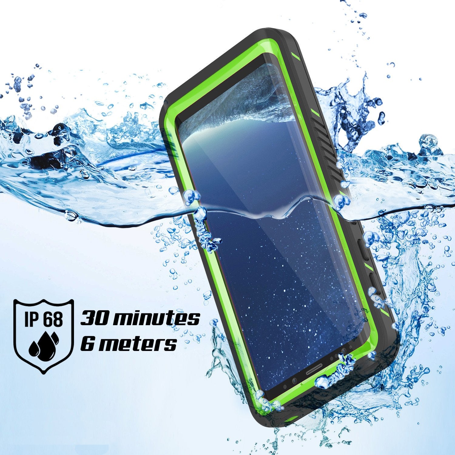 Galaxy S8 Waterproof Case, Punkcase [Extreme Series] [Slim Fit] [IP68 Certified] [Shockproof] [Snowproof] [Dirproof] Armor Cover [Green]