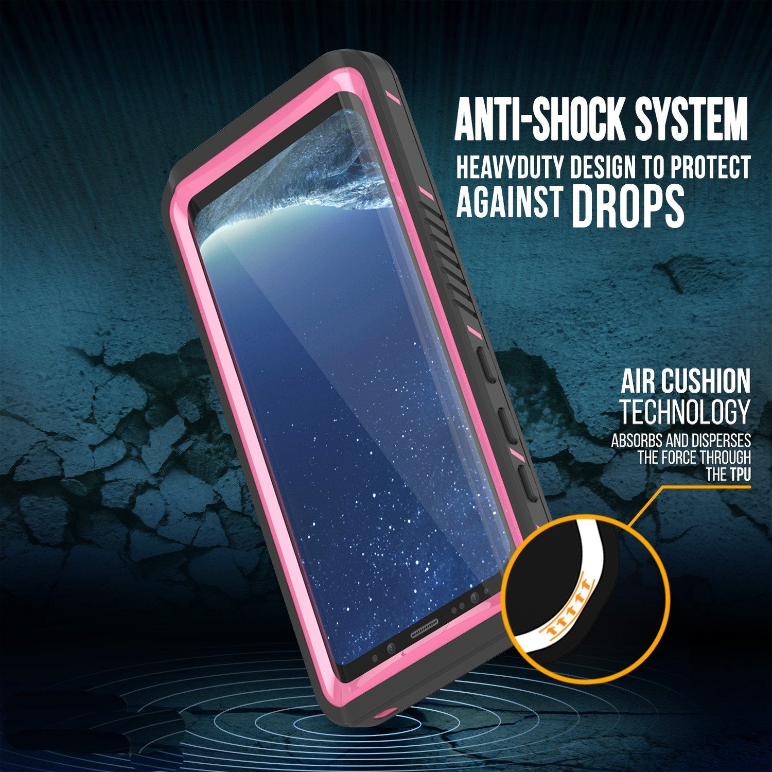 Galaxy S8 Waterproof Case, Punkcase [Extreme Series] [Slim Fit] [IP68 Certified] [Shockproof] [Snowproof] [Dirproof] Armor Cover [Pink]