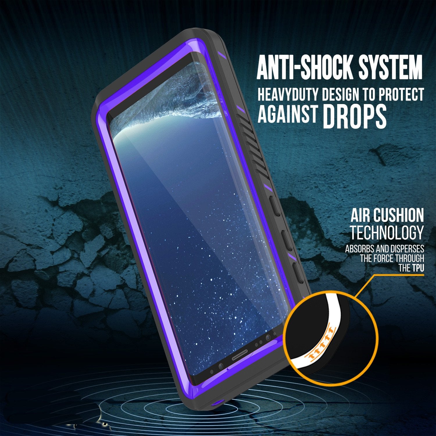Galaxy S8 Waterproof Case, Punkcase [Extreme Series] [Slim Fit] [IP68 Certified] [Shockproof] [Snowproof] [Dirproof] Armor Cover [Purple]