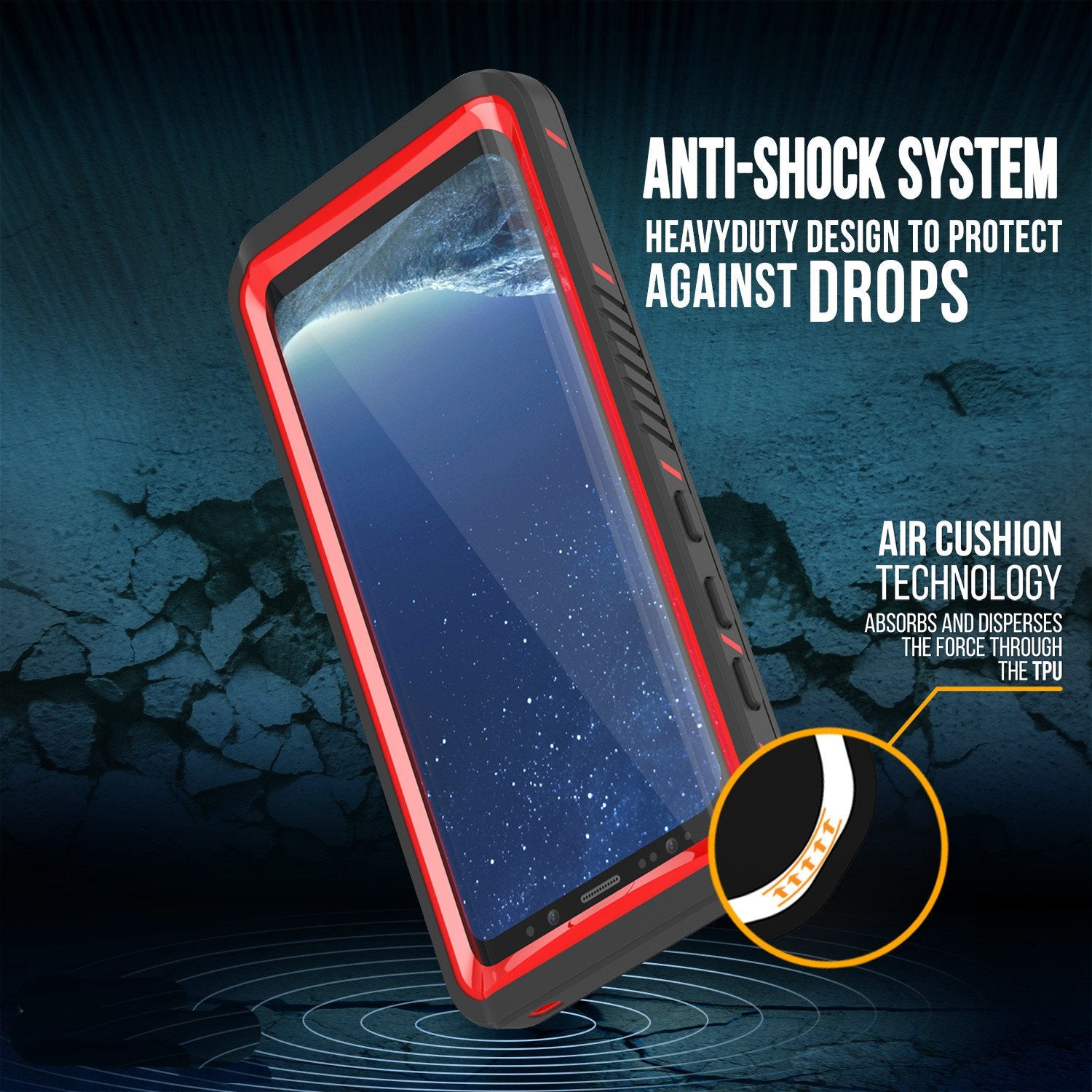 Galaxy S8 Waterproof Case, Punkcase [Extreme Series] Slim Fit with Built In Screen Protector for Samsung Galaxy S8 [Red]