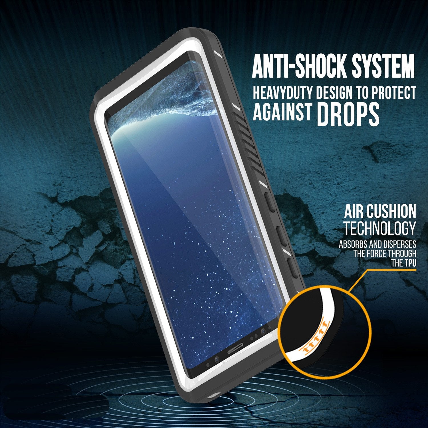 Galaxy S8 Waterproof Case, Punkcase [Extreme Series] [Slim Fit] [IP68 Certified] [Shockproof] [Snowproof] [Dirproof] Armor Cover [White]