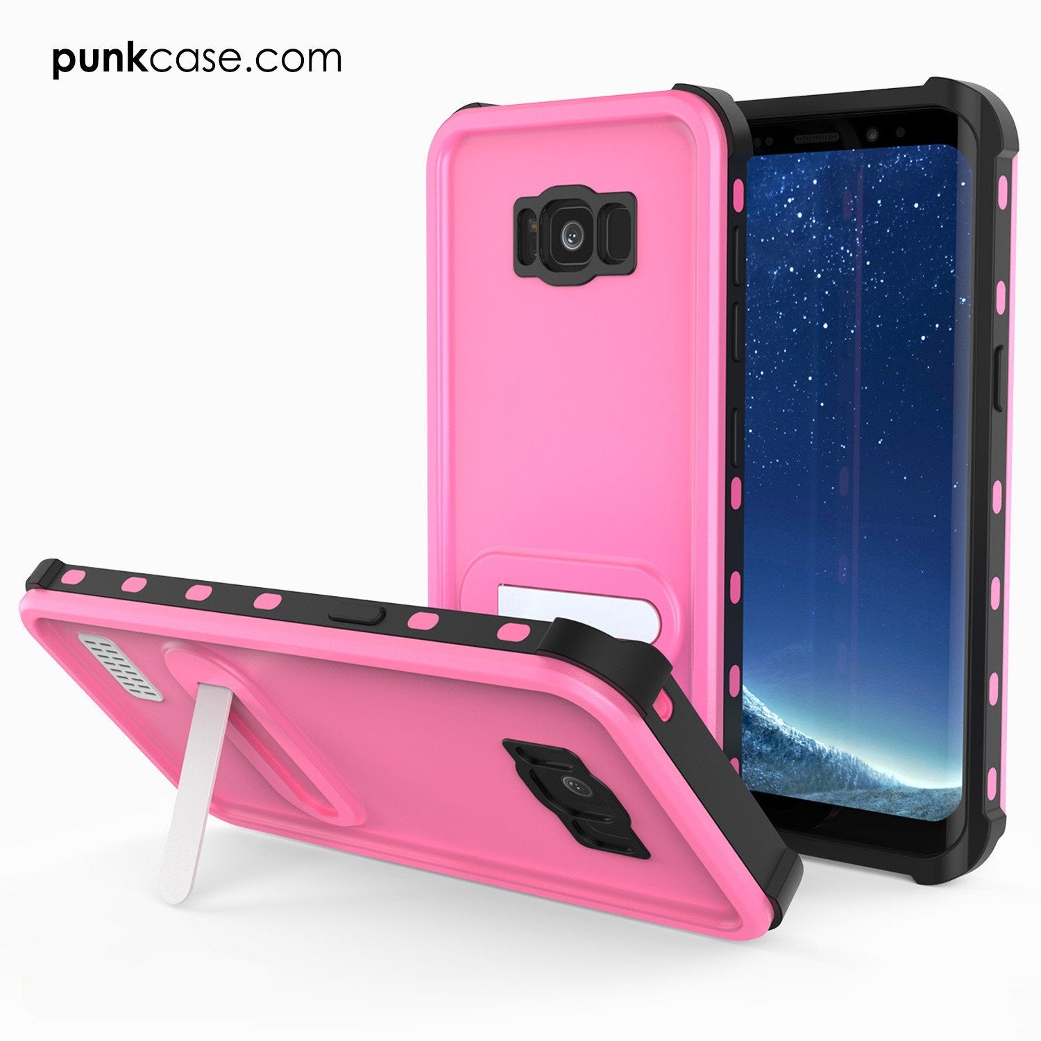 Galaxy S8 Waterproof Case, Punkcase [KickStud Series] [Slim Fit] [IP68 Certified] [Shockproof] [Snowproof] Armor Cover [PINK]