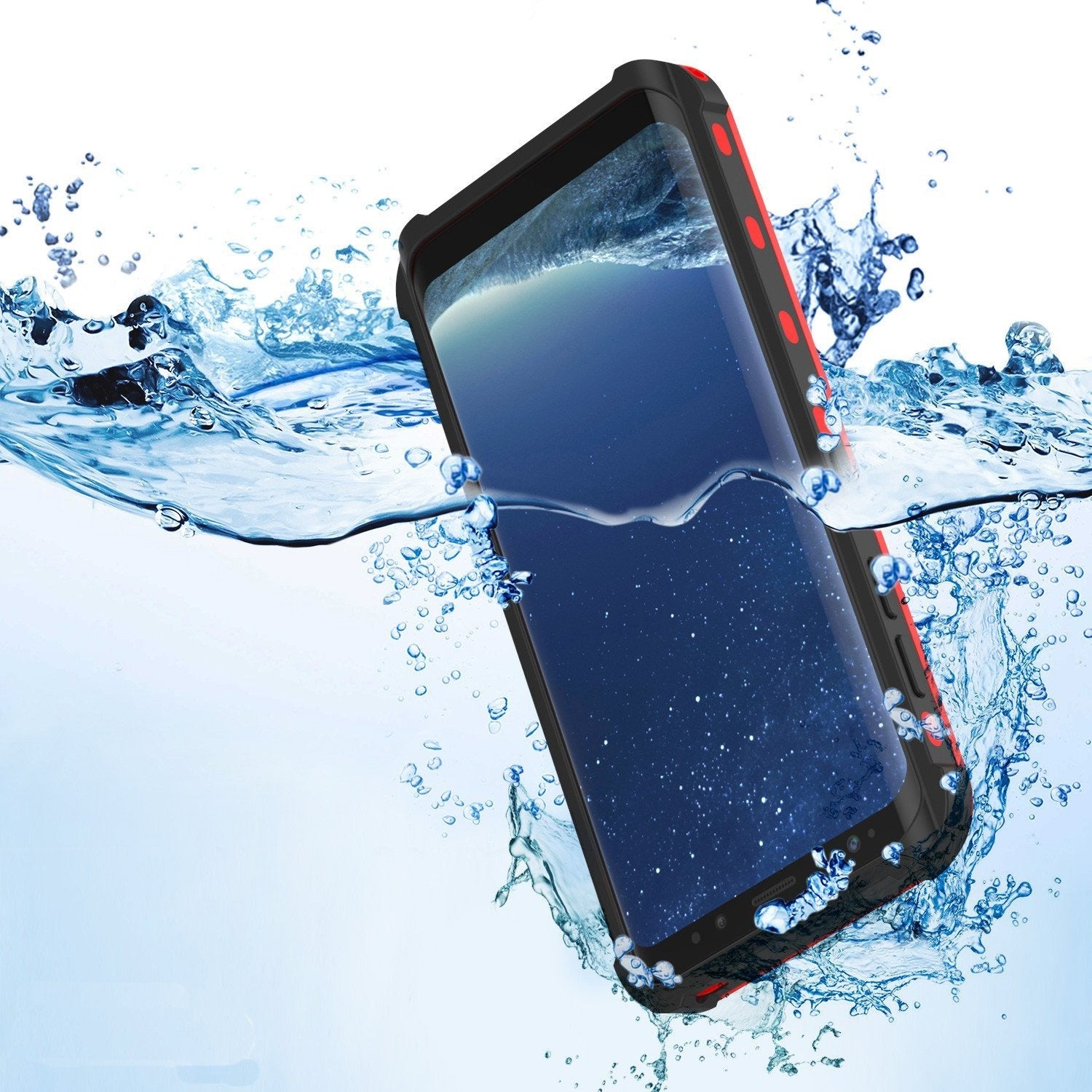 Galaxy S8 Waterproof Case, Punkcase [KickStud Series] [Slim Fit] [IP68 Certified] [Shockproof] [Snowproof] Armor Cover W/ Built-In Kickstand [RED]
