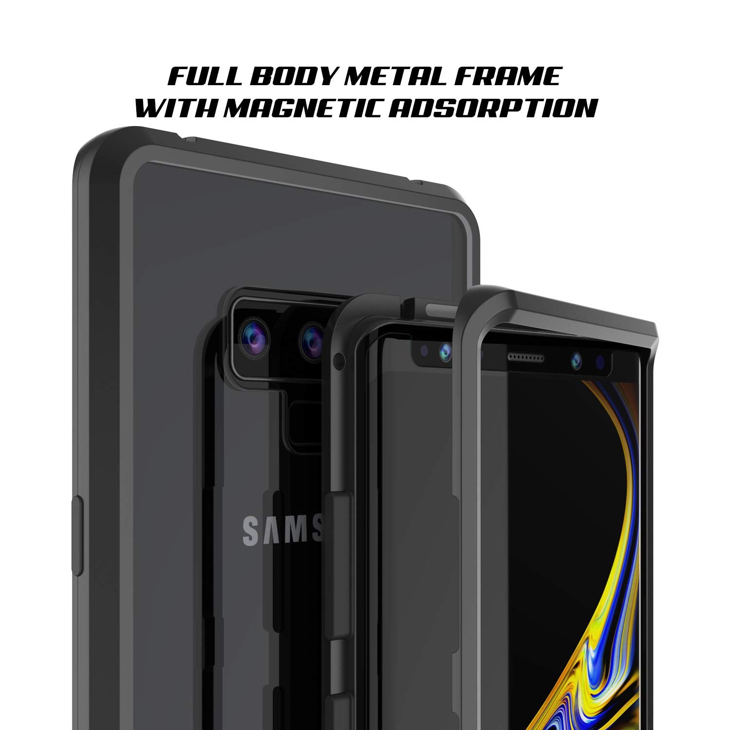Galaxy Note 9 Case, Punkcase Magnetic Shield Protective TPU Cover W/ Tempered Glass Screen Protector [Black]