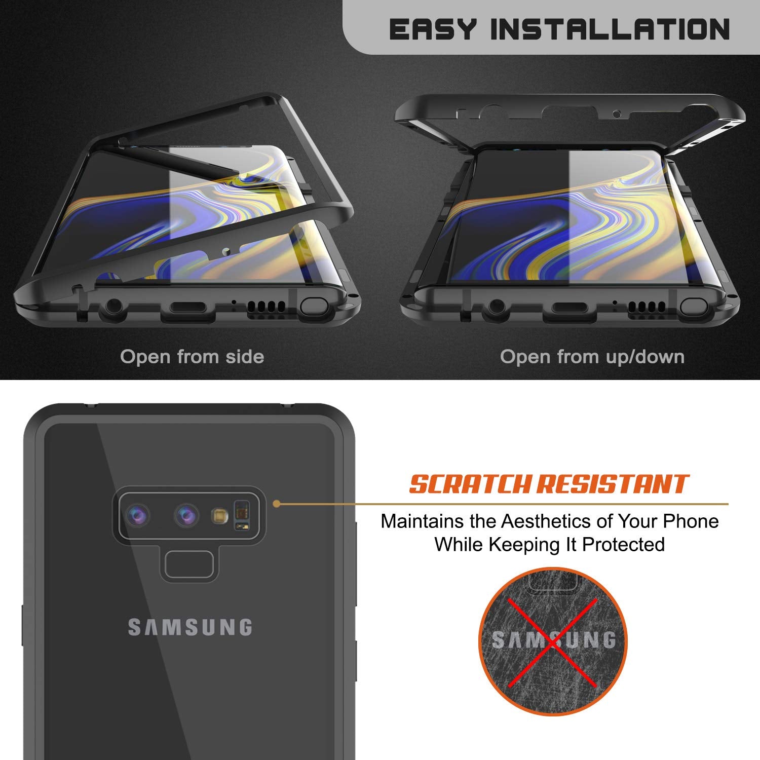 Galaxy Note 9 Case, Punkcase Magnetic Shield Protective TPU Cover W/ Tempered Glass Screen Protector [Black]