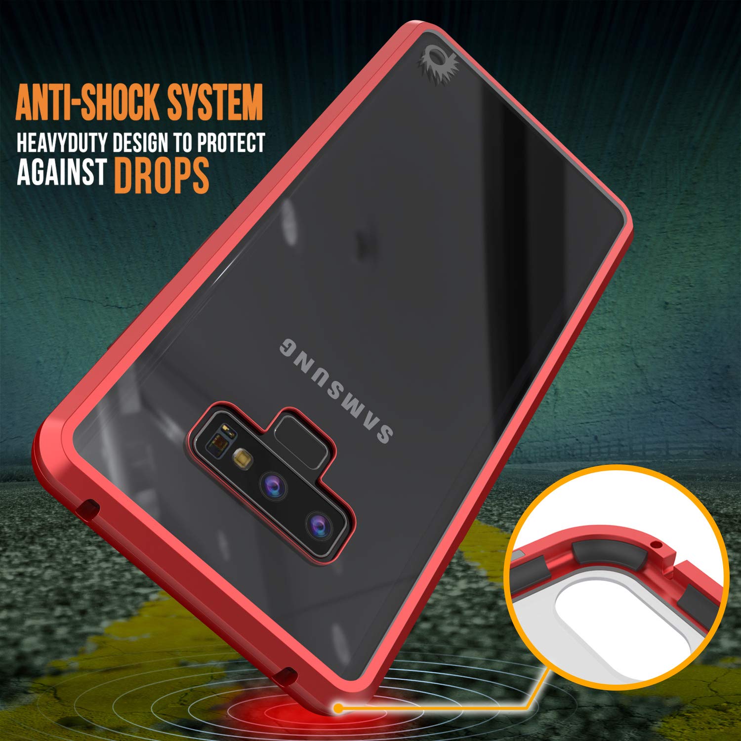 Galaxy Note 9 Case, Punkcase Magnetic Shield Protective TPU Cover W/ Tempered Glass Screen Protector [Red]