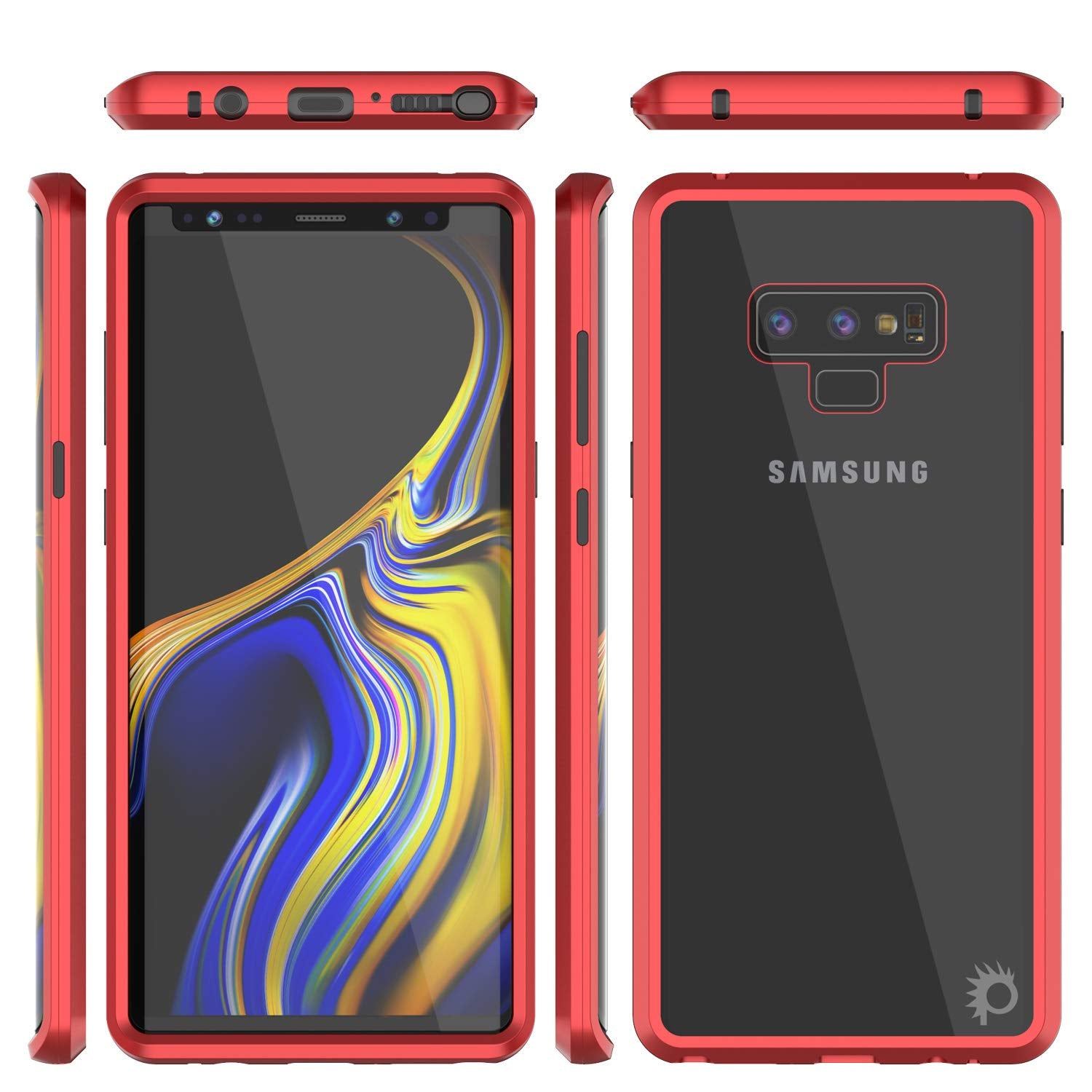 Galaxy Note 9 Case, Punkcase Magnetic Shield Protective TPU Cover W/ Tempered Glass Screen Protector [Red]