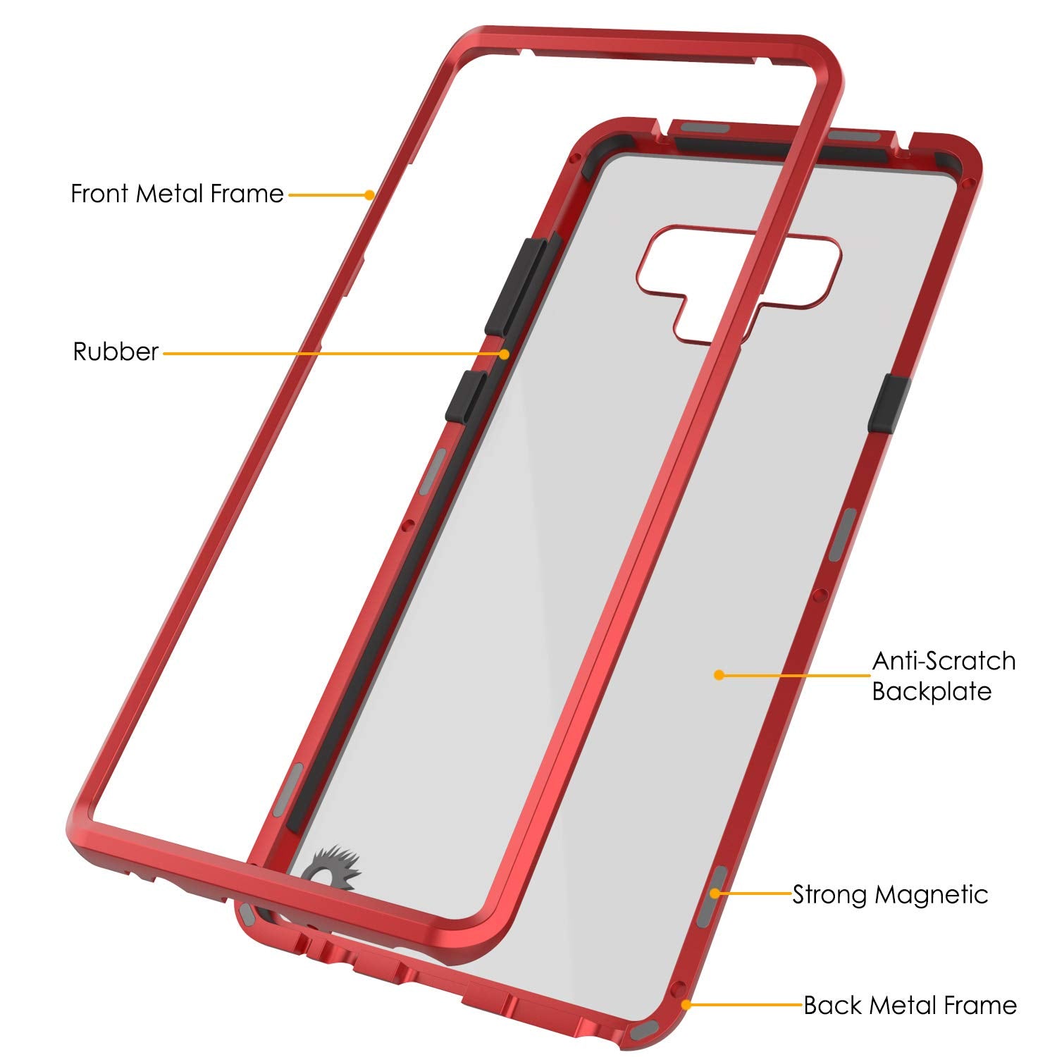 Galaxy Note 9 Case, Punkcase Magnetic Shield Protective TPU Cover W/ Tempered Glass Screen Protector [Red]