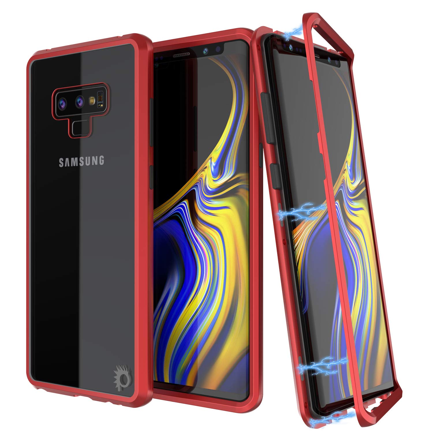 Galaxy Note 9 Case, Punkcase Magnetic Shield Protective TPU Cover W/ Tempered Glass Screen Protector [Red]