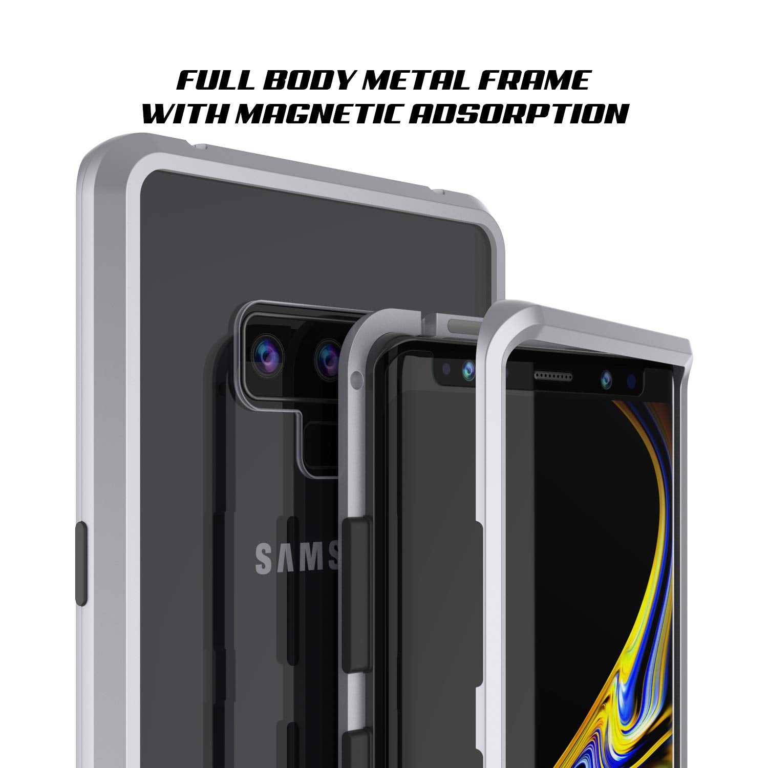 Galaxy Note 9 Case, Punkcase Magnetic Shield Protective TPU Cover W/ Tempered Glass Screen Protector [Silver]