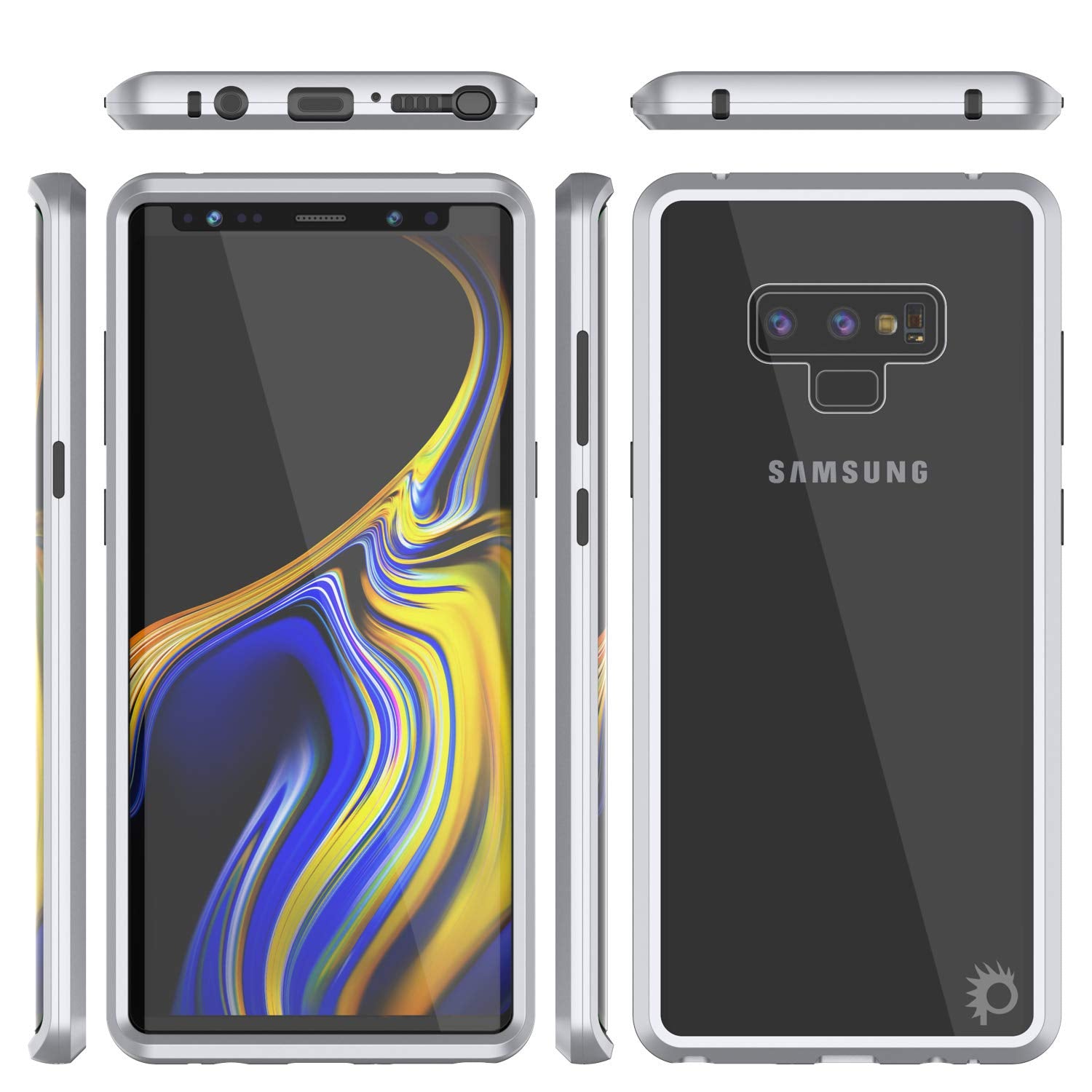 Galaxy Note 9 Case, Punkcase Magnetic Shield Protective TPU Cover W/ Tempered Glass Screen Protector [Silver]