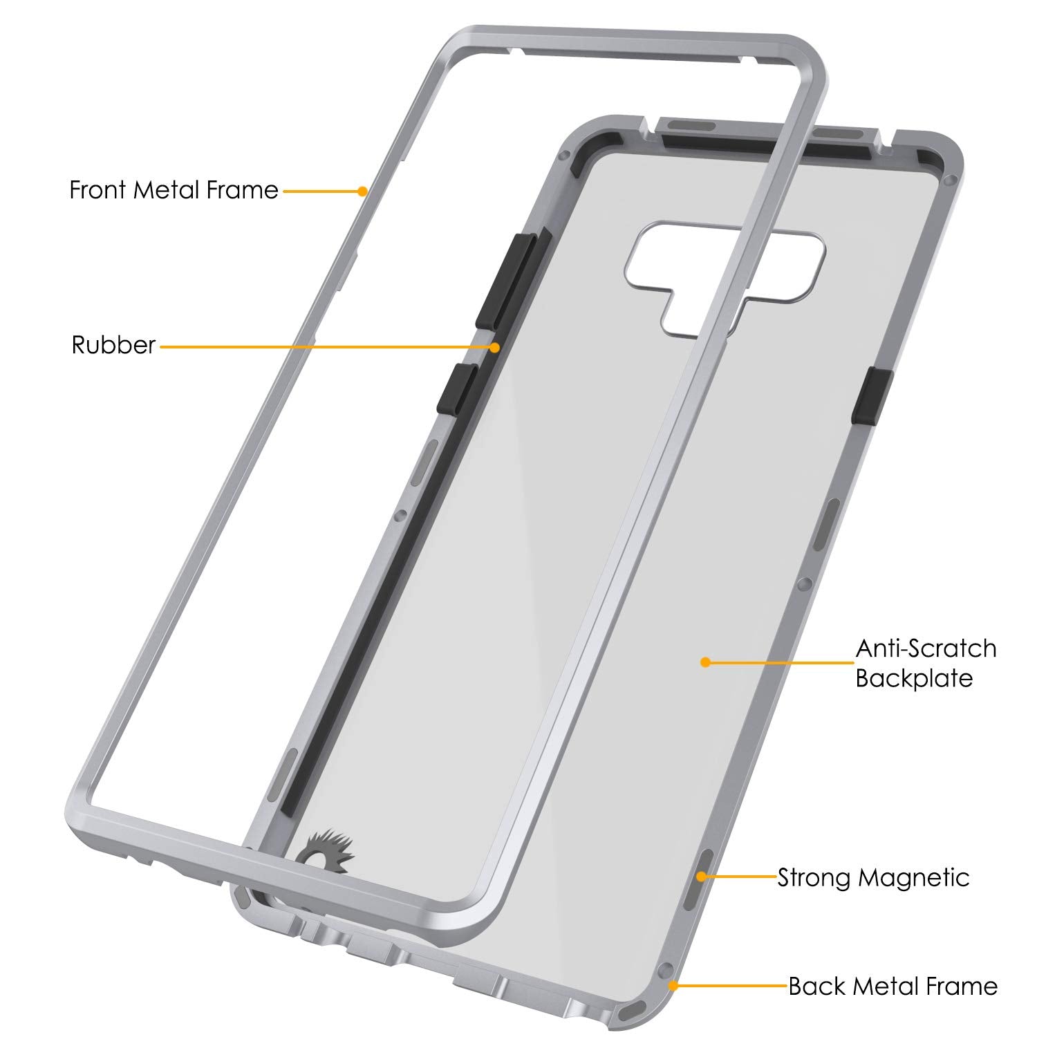 Galaxy Note 9 Case, Punkcase Magnetic Shield Protective TPU Cover W/ Tempered Glass Screen Protector [Silver]