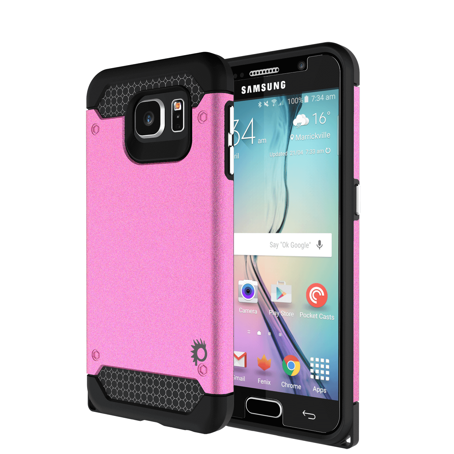 Galaxy s6 Case PunkCase Galactic Pink Series Slim Protective Armor Soft Cover Case w/ Tempered Glass