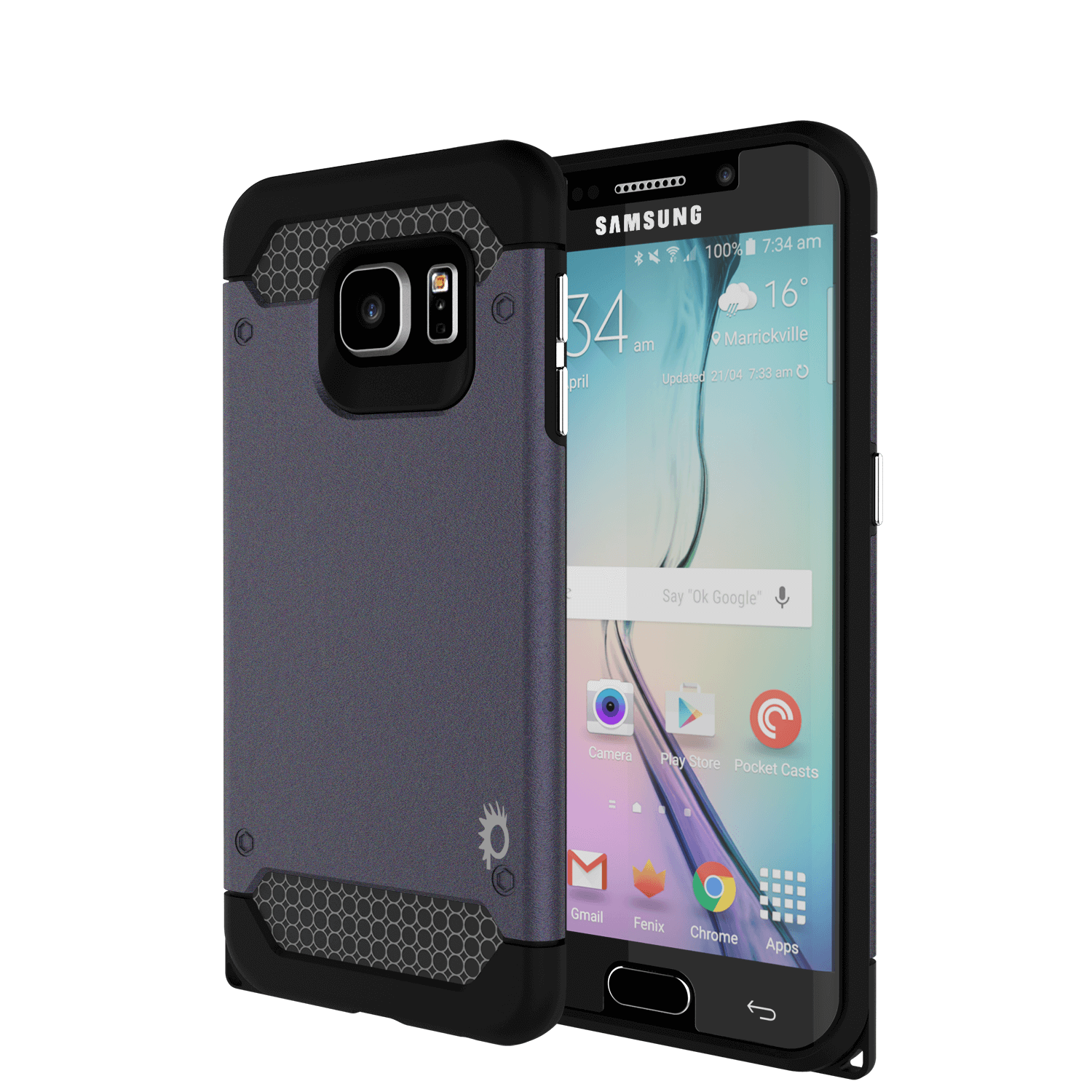 Galaxy s6 EDGE Case PunkCase Galactic Black Series Slim Armor Soft Cover w/ Screen Protector