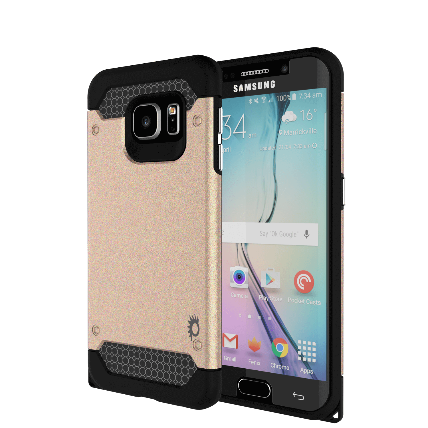 Galaxy s6 EDGE Case PunkCase Galactic Gold Series Slim Armor Soft Cover w/ Screen Protector