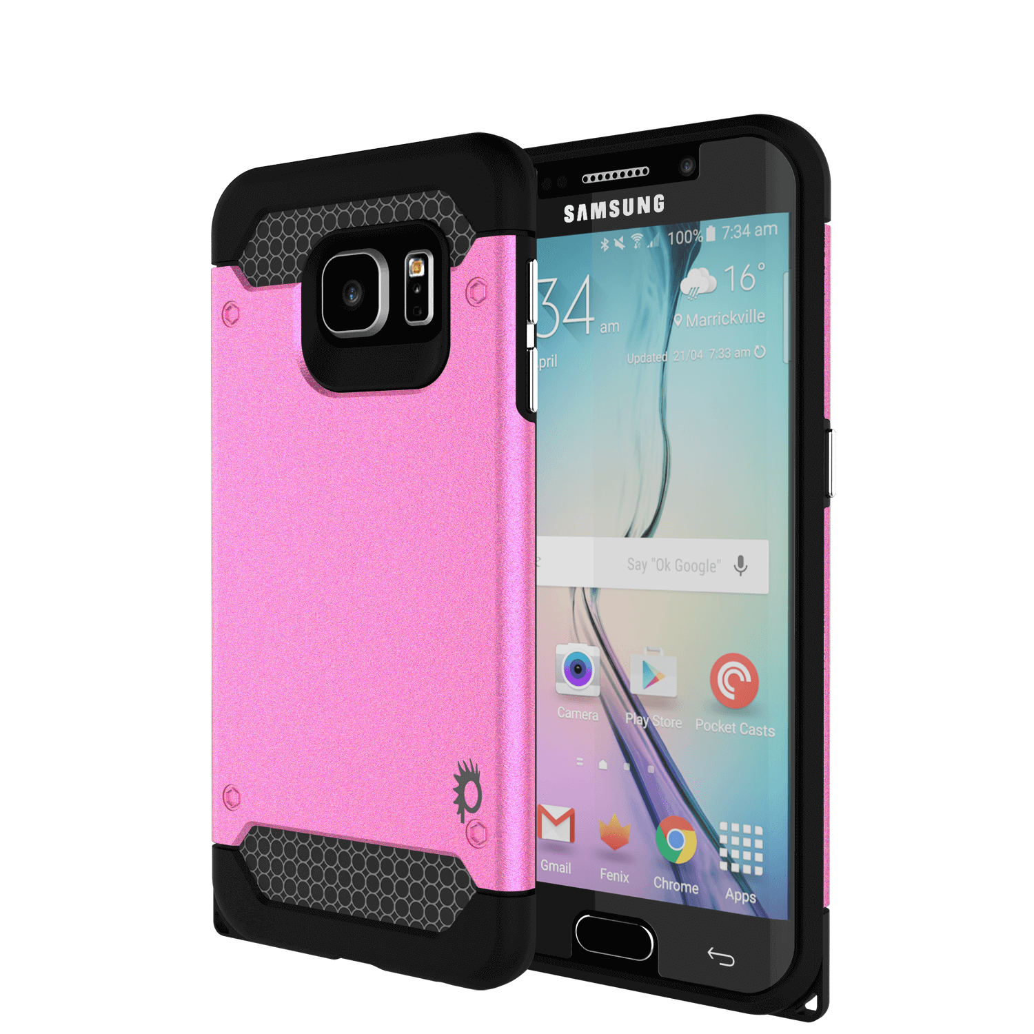 Galaxy s6 EDGE Case PunkCase Galactic Pink Series Slim Armor Soft Cover w/ Screen Protector
