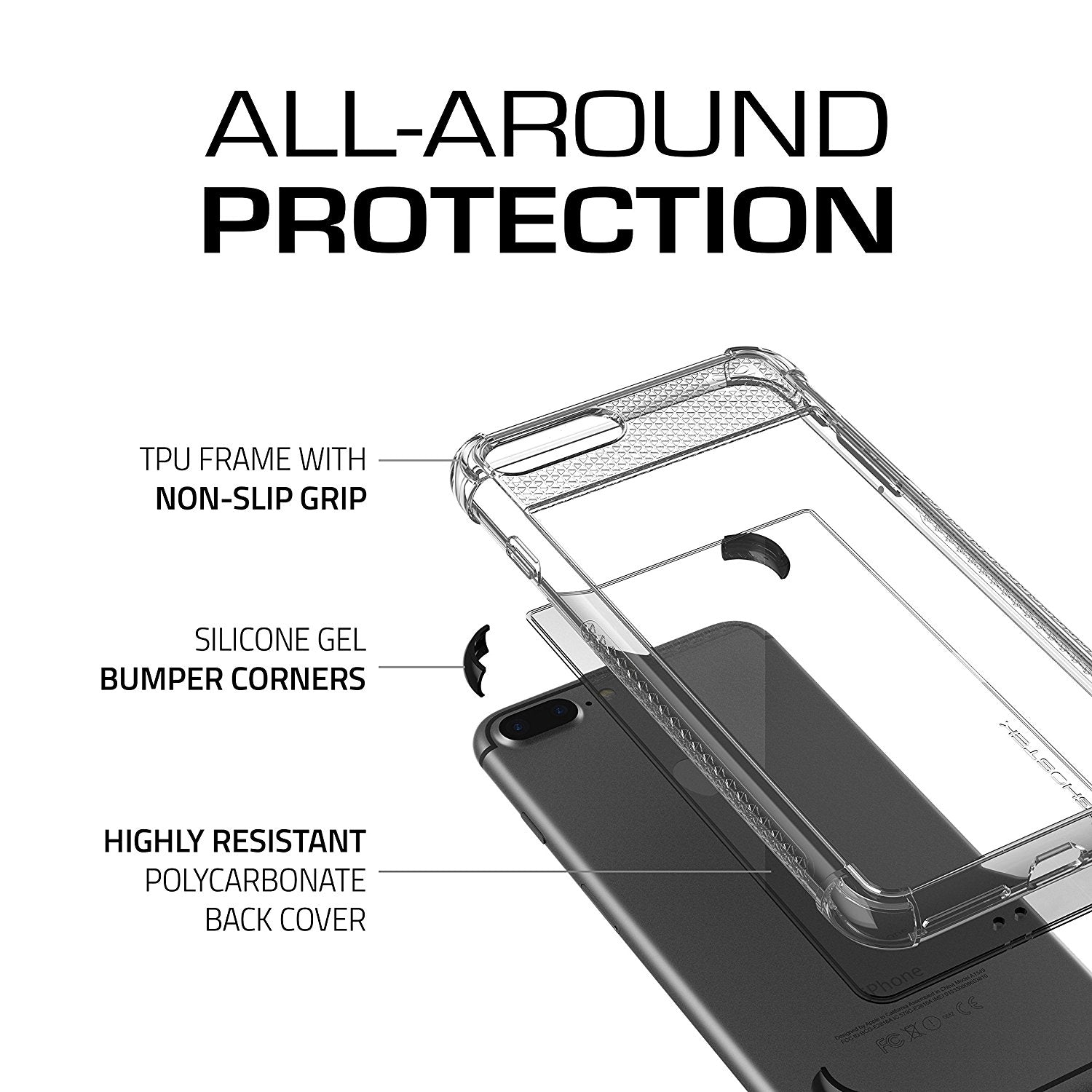 iPhone 8+ Plus Case, Ghostek Covert 2 Series for iPhone 8+ Plus Protective Case [ Black]