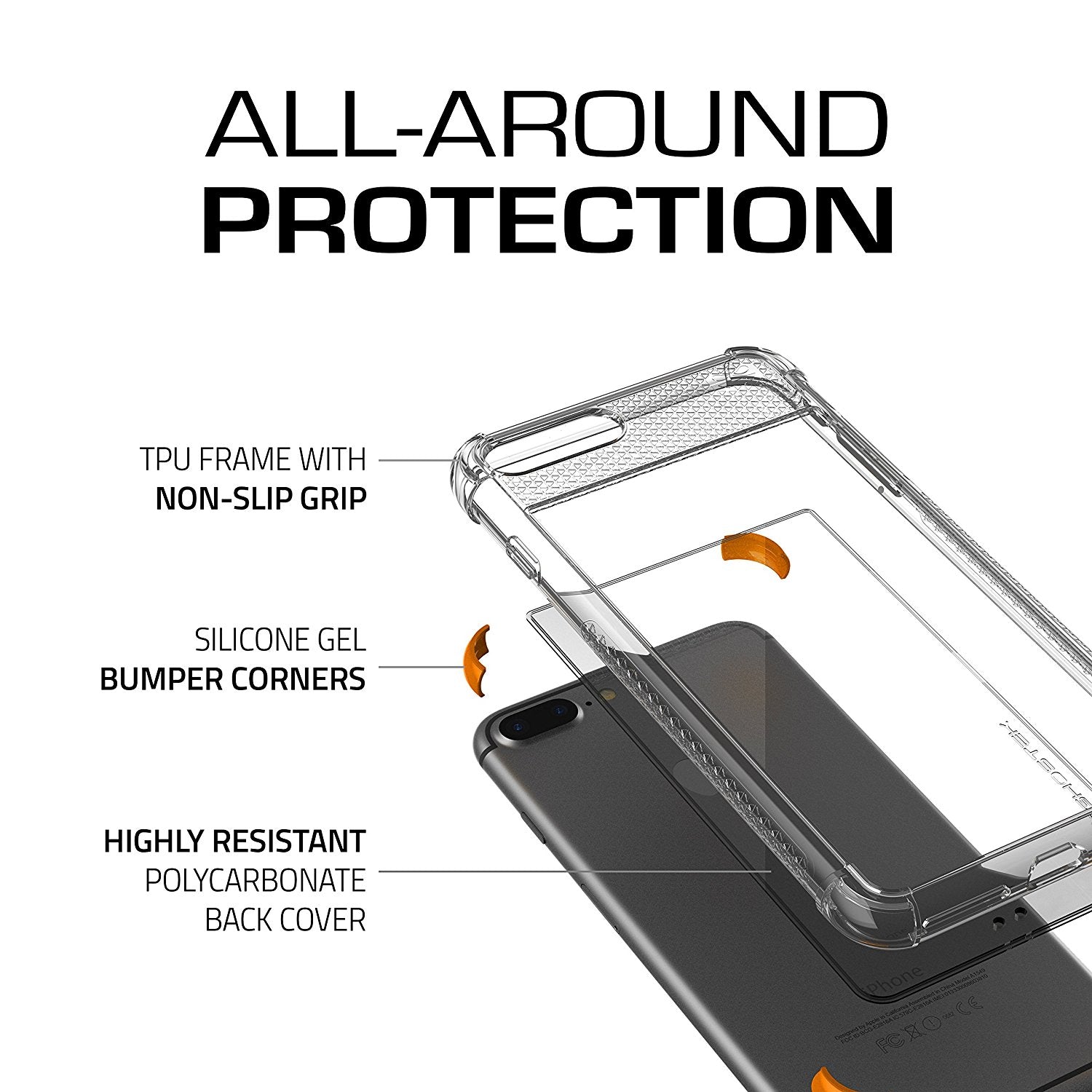 iPhone 8+ Plus Case, Ghostek Covert 2 Series for iPhone 8+ Plus Protective Case [ Orange]