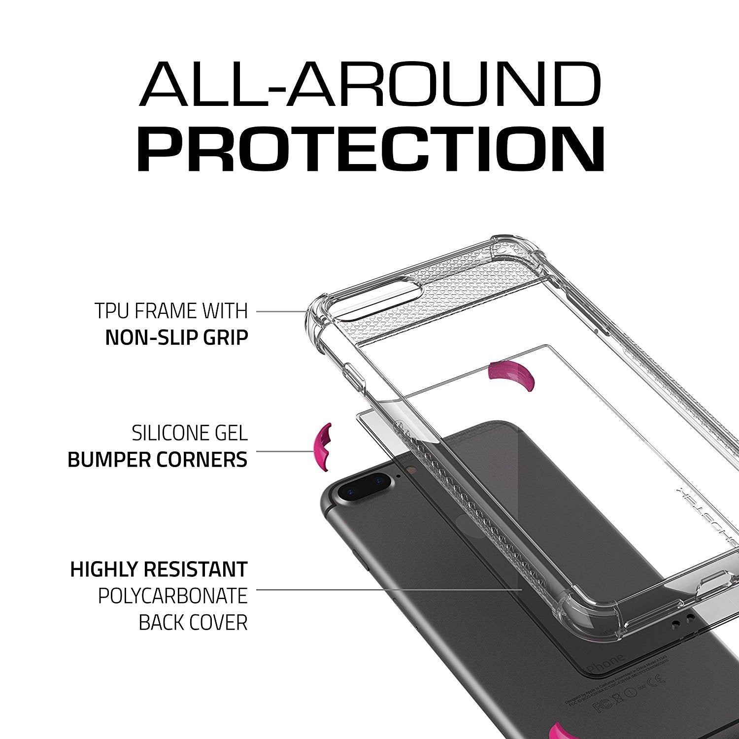 iPhone 7+ Plus Case, Ghostek Covert 2 Series for iPhone 7+ Plus Protective Case [ Pink]