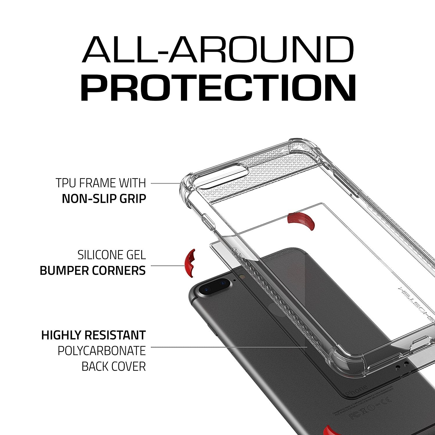 iPhone 8+ Plus Case, Ghostek Covert 2 Series for iPhone 8+ Plus Protective Case [ Red]