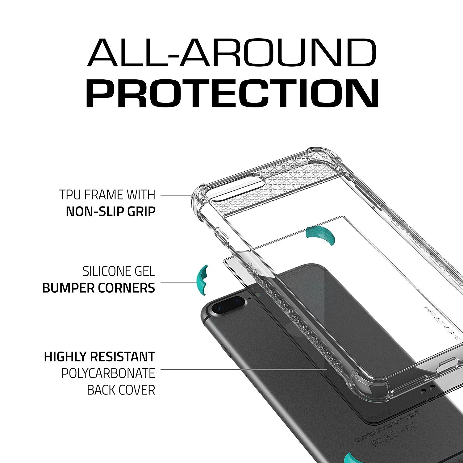 iPhone 8+ Plus Case, Ghostek Covert 2 Series for iPhone 8+ Plus Protective Case [ Teal]