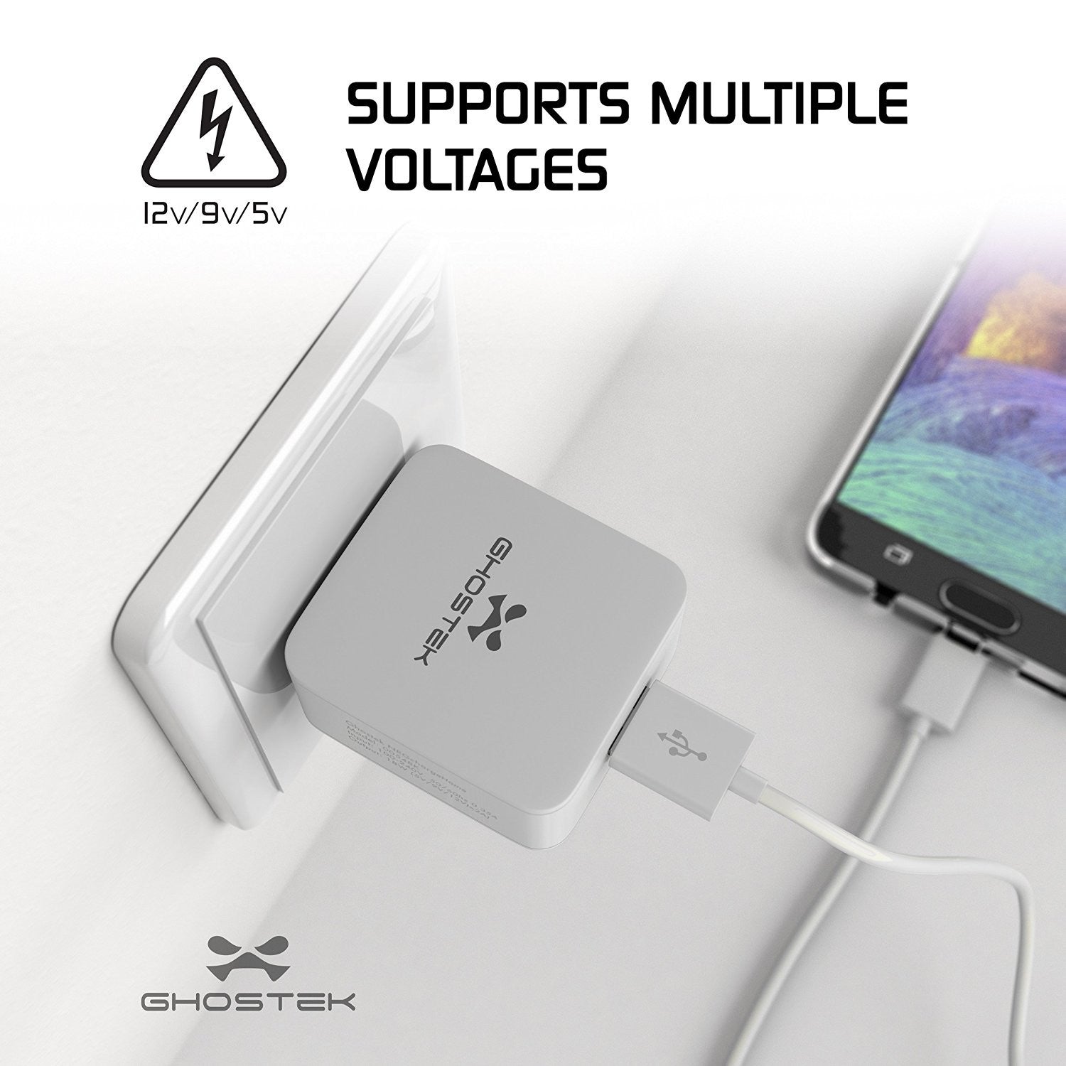 NRGcharge QuickCharge 2.0 Rapid High-speed Fast Wall Home White Charger w/ Micro USB Cable