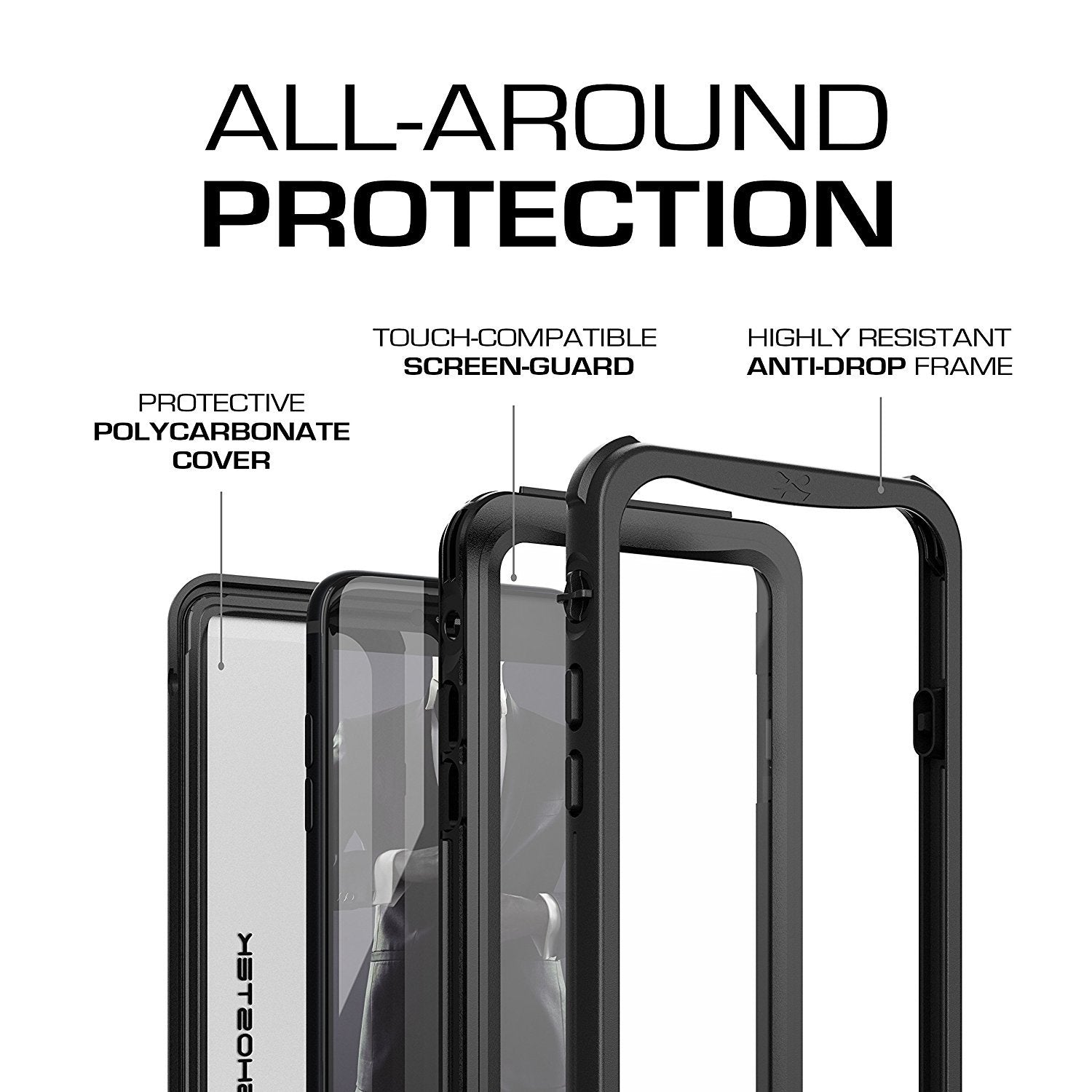 iPhone  7  Waterproof Case, Ghostek Nautical Series for iPhone  7  | Slim Underwater Protection | Ultra Fit | Swimming (Black)