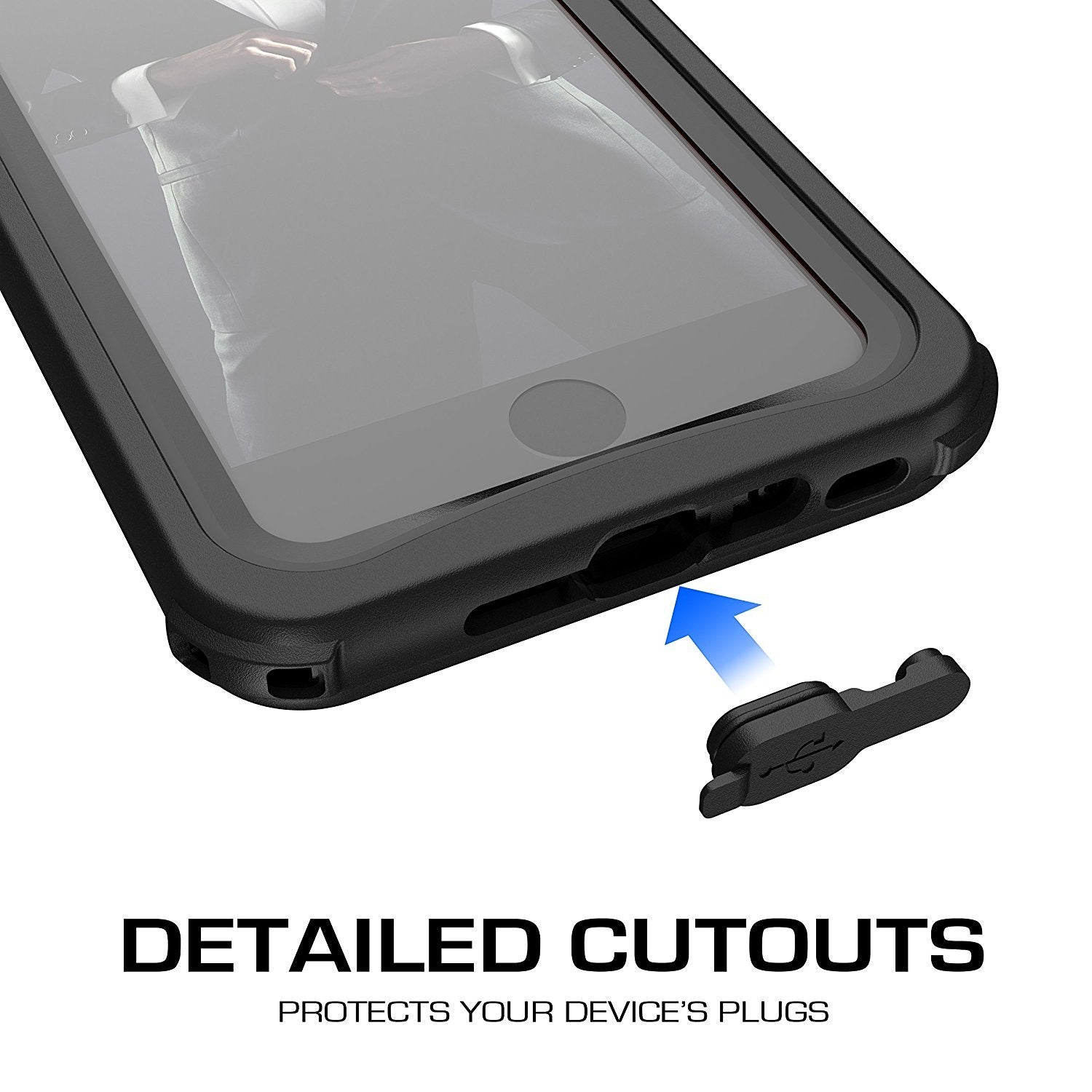 iPhone  7  Waterproof Case, Ghostek Nautical Series for iPhone  7  | Slim Underwater Protection | Ultra Fit | Swimming (Black)