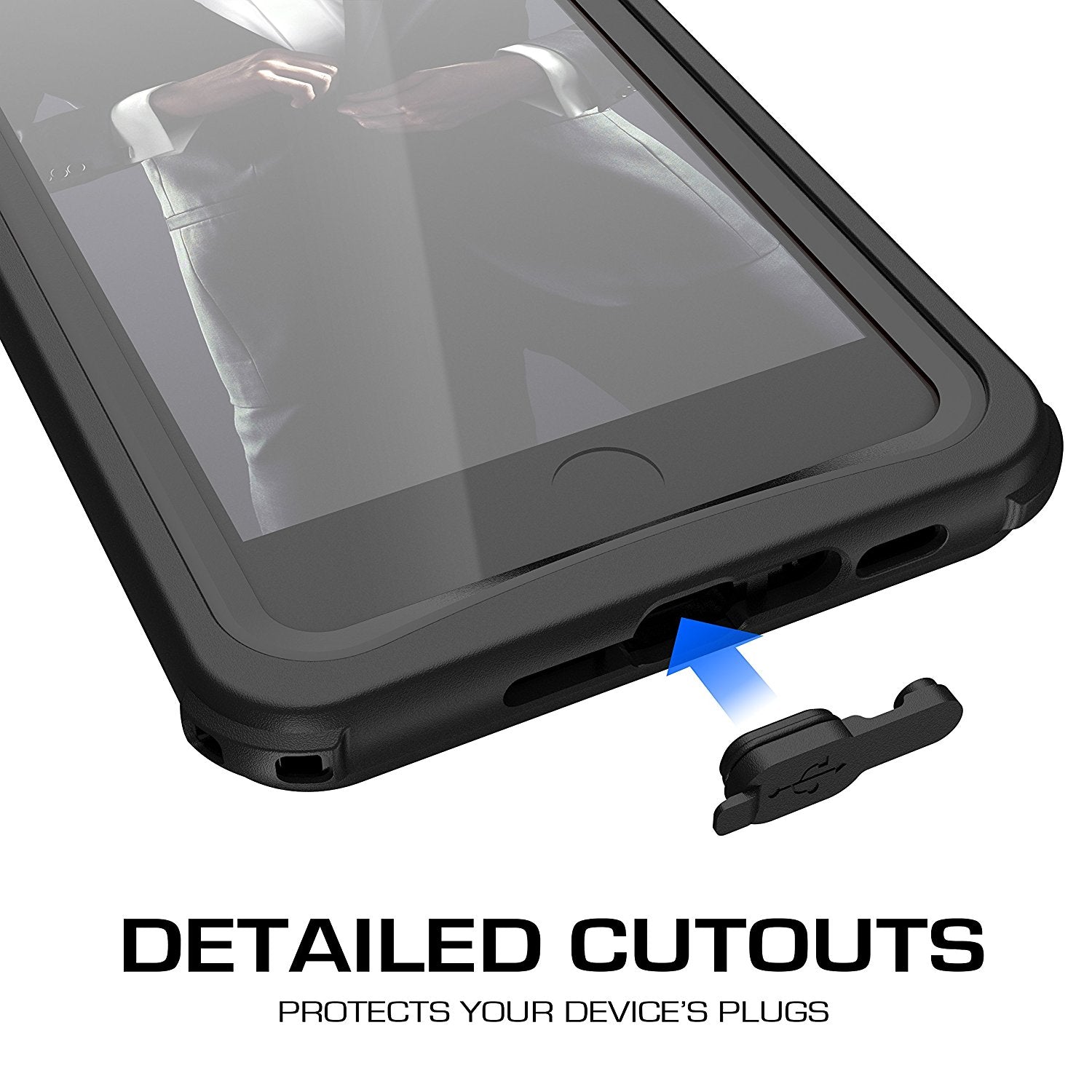 iPhone 8+ Plus Waterproof Case, Ghostek Nautical Series for iPhone 8+ Plus | Slim Underwater Protection | Adventure Duty | Swimming (Black)