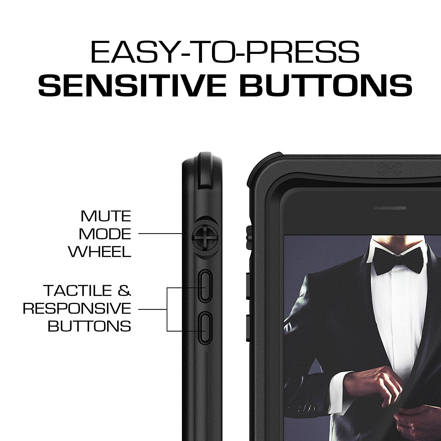 iPhone 8+ Plus case, Ghostek®  Nautical Series  for iPhone 8+ Plus Rugged Heavy Duty Case |  Black