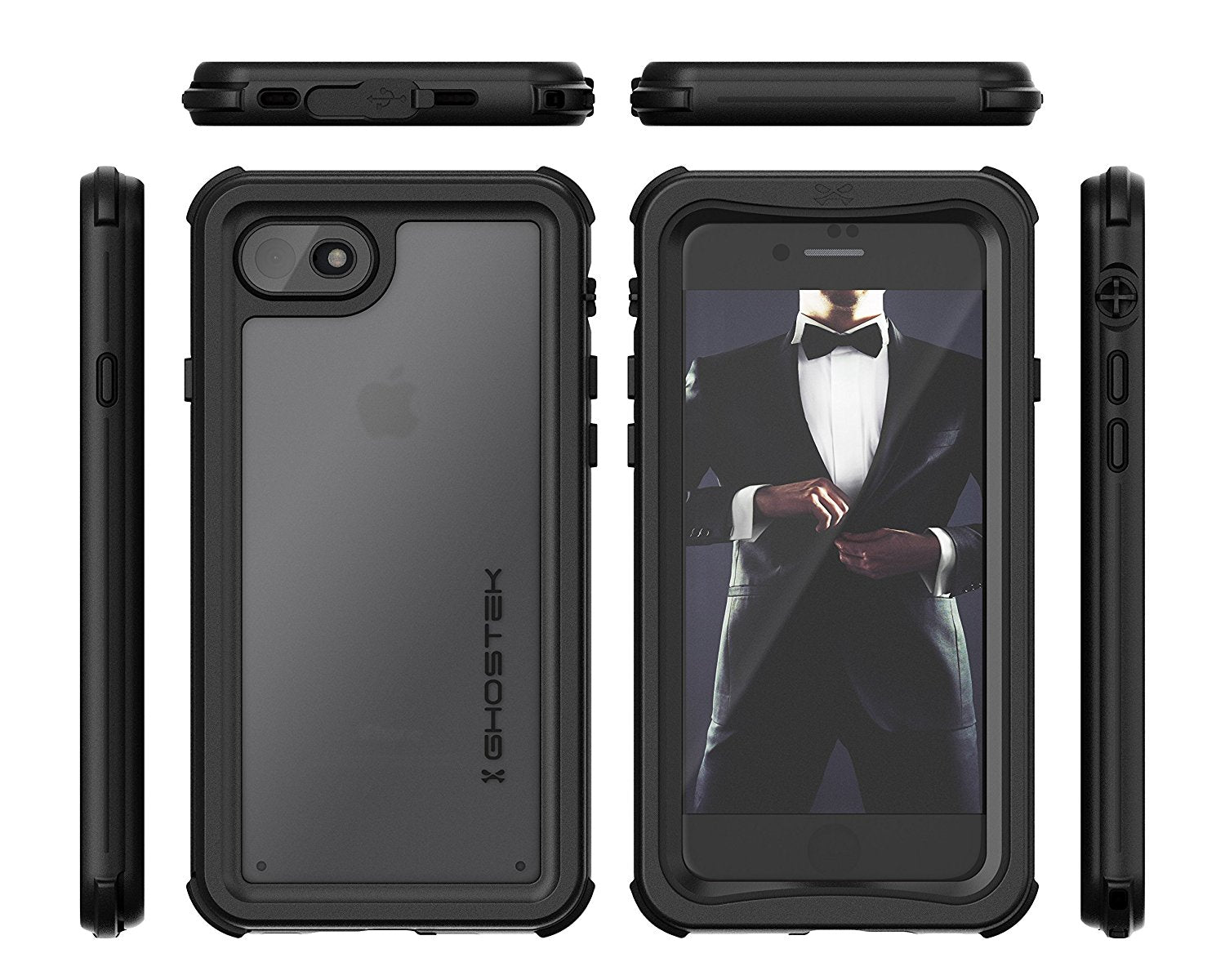 iPhone  8  Waterproof Case, Ghostek Nautical Series for iPhone  8  | Slim Underwater Protection | Ultra Fit | Swimming (Black)