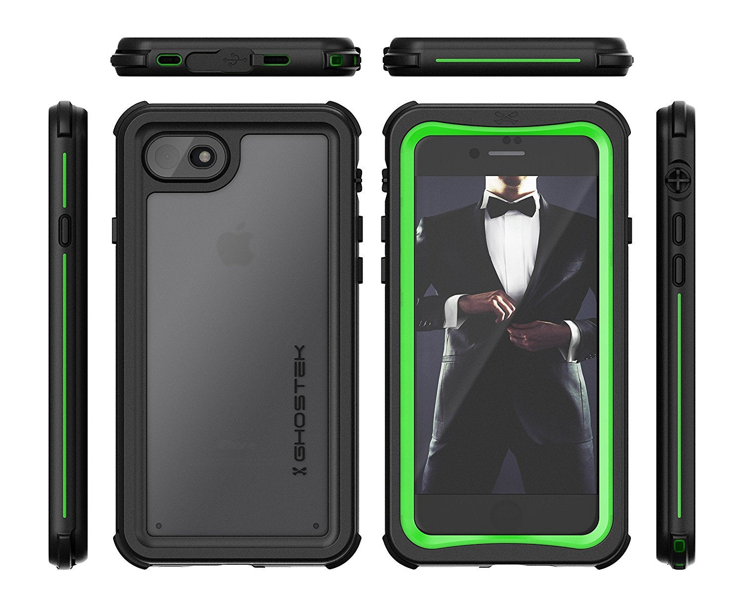 iPhone  7  Waterproof Case, Ghostek Nautical Series for iPhone  7  | Slim Underwater Protection| Adventure Duty | Ultra Fit | Swimming (Green)