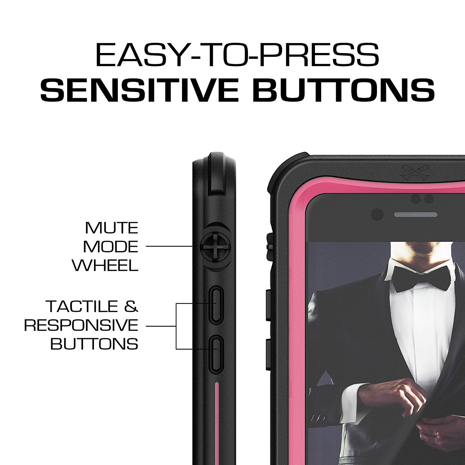 iPhone  8  Waterproof Case, Ghostek Nautical Series for iPhone  8  | Slim Underwater Protection | Adventure Duty | Ultra Fit | Swimming (Pink)